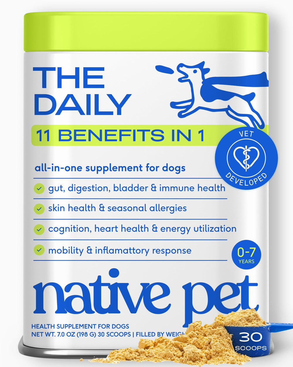 Native Pet front packaging showing 11-in-1 multivitamin benefits