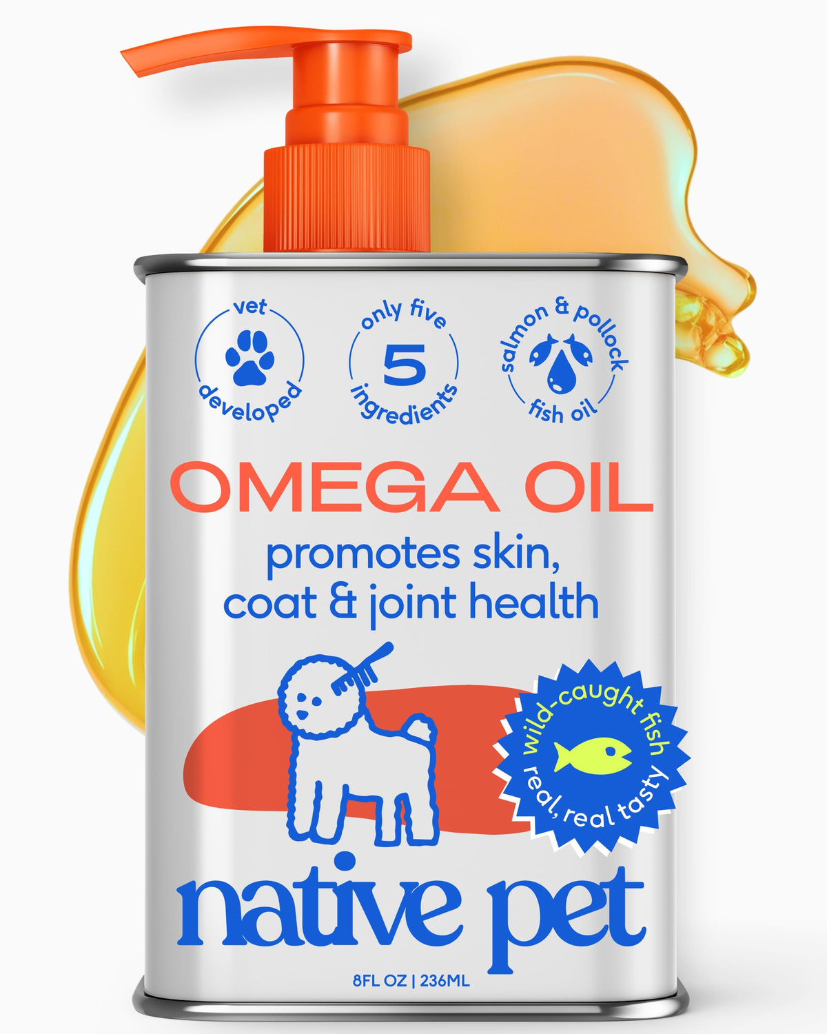 Native Pet front label 8oz bottle showing product benefits and size