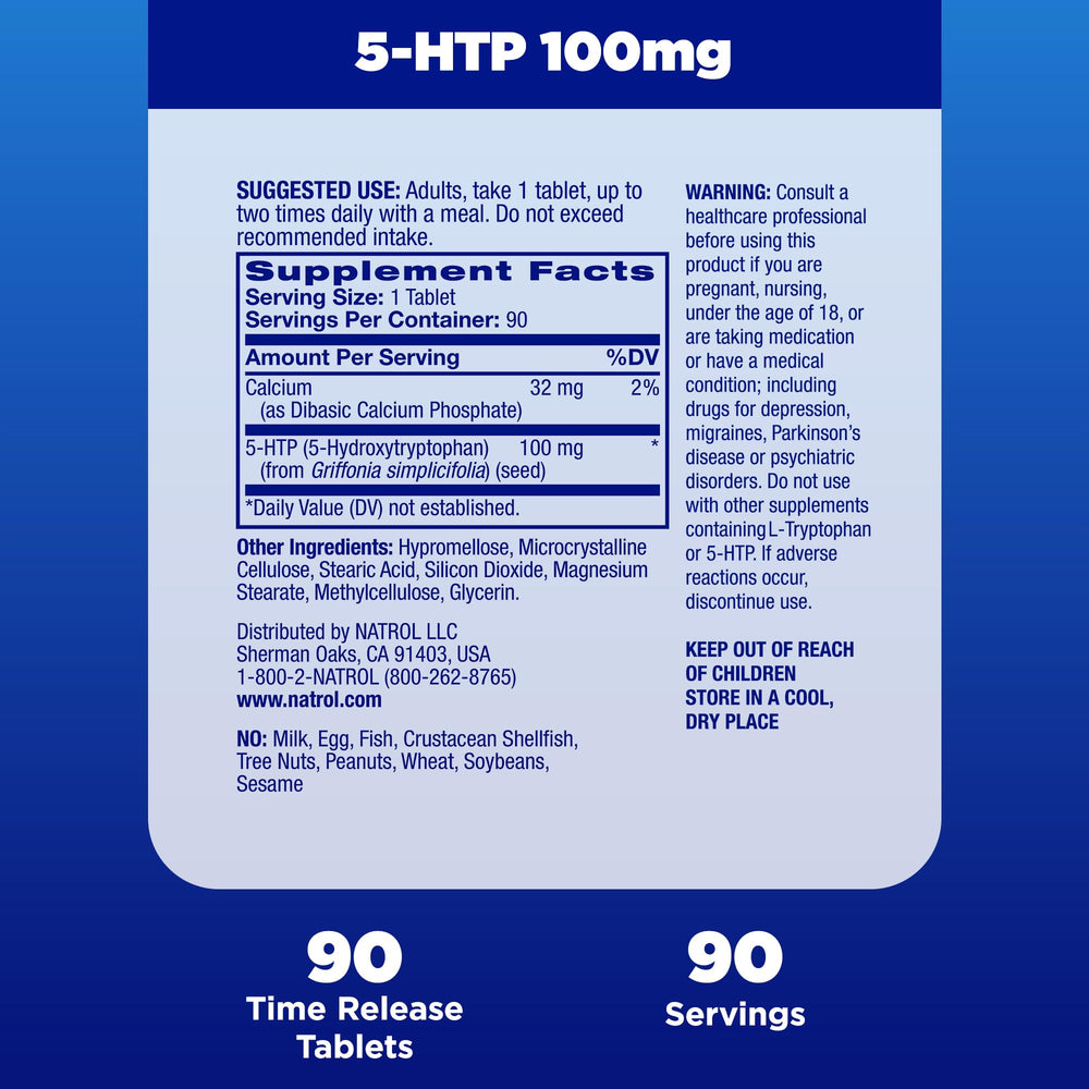 Natrol bottle beside dosage guide demonstrating recommended one or two tablets daily