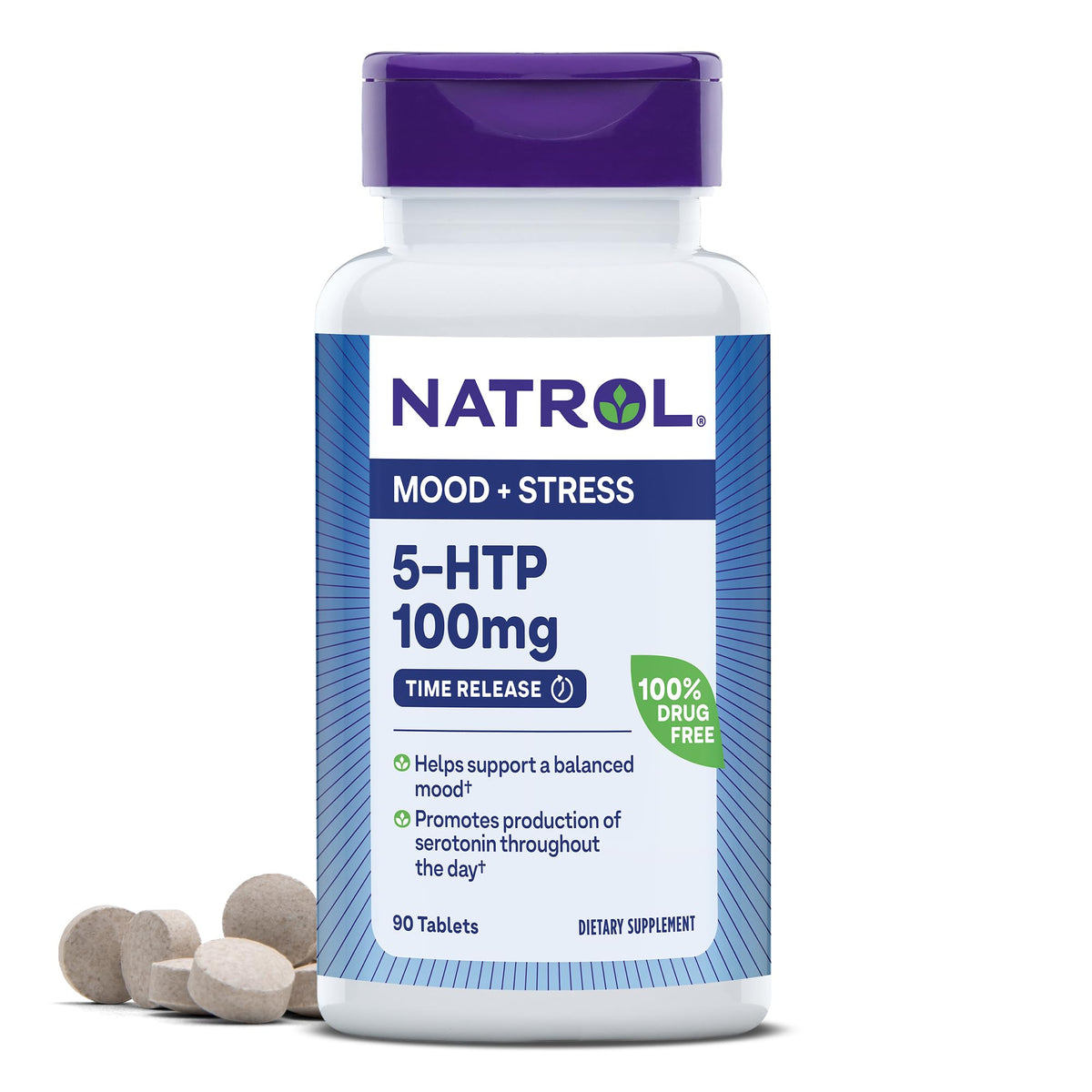 Natrol front bottle view showing label and 90 count, supports clear product identification