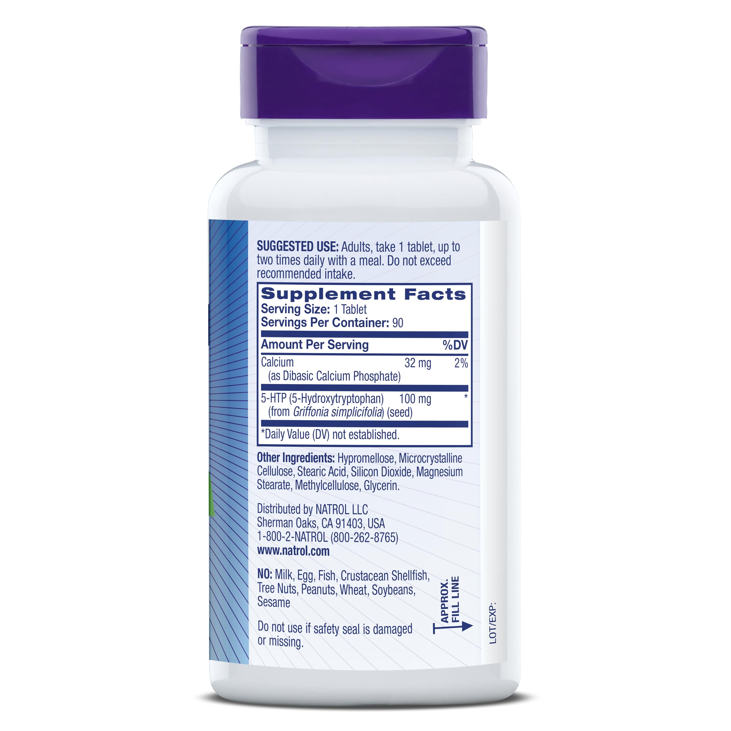 Natrol vegetarian badge with bottle emphasizing plant-based formula and allergen-free benefit