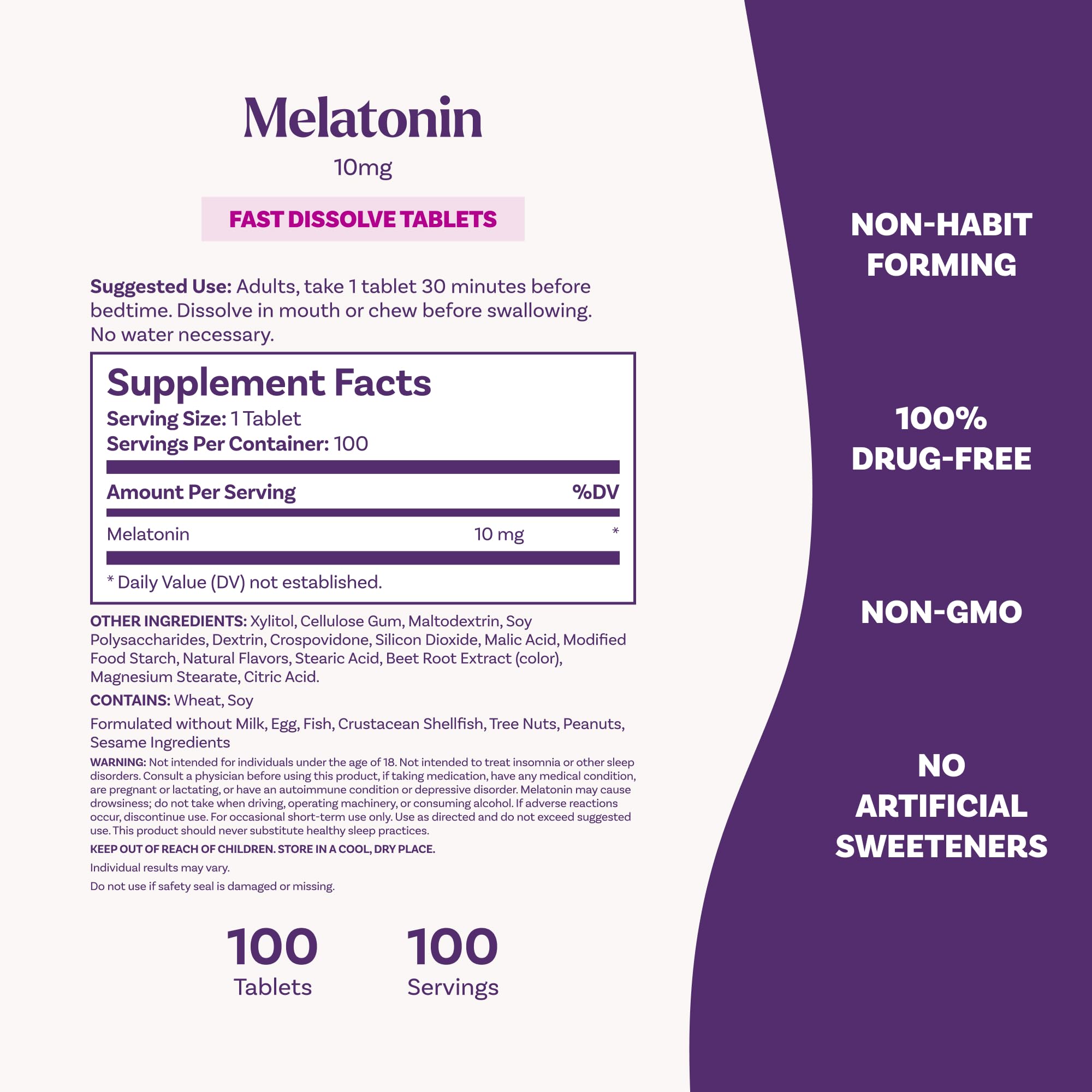 Natrol tablets beside a measuring scale showing 10 mg dosage accuracy for adult sleep support