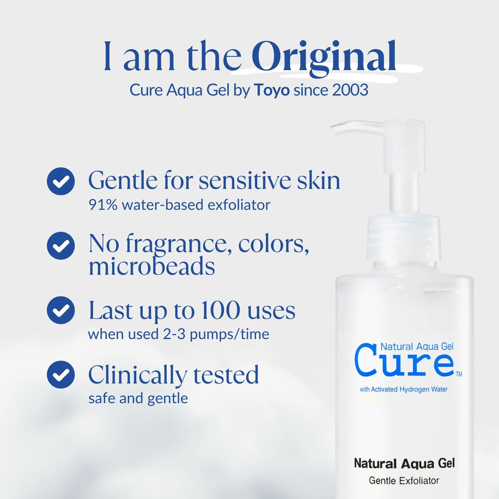 Natural Aqua Gel Cure label close-up highlighting Made in Japan quality assurance