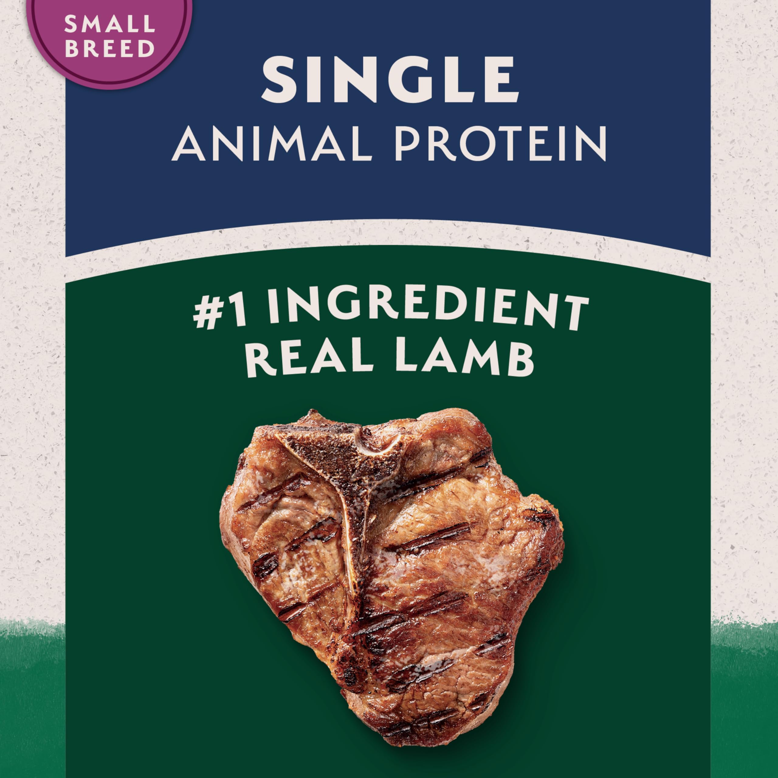 Natural Balance lamb ingredient close-up emphasizing single protein source