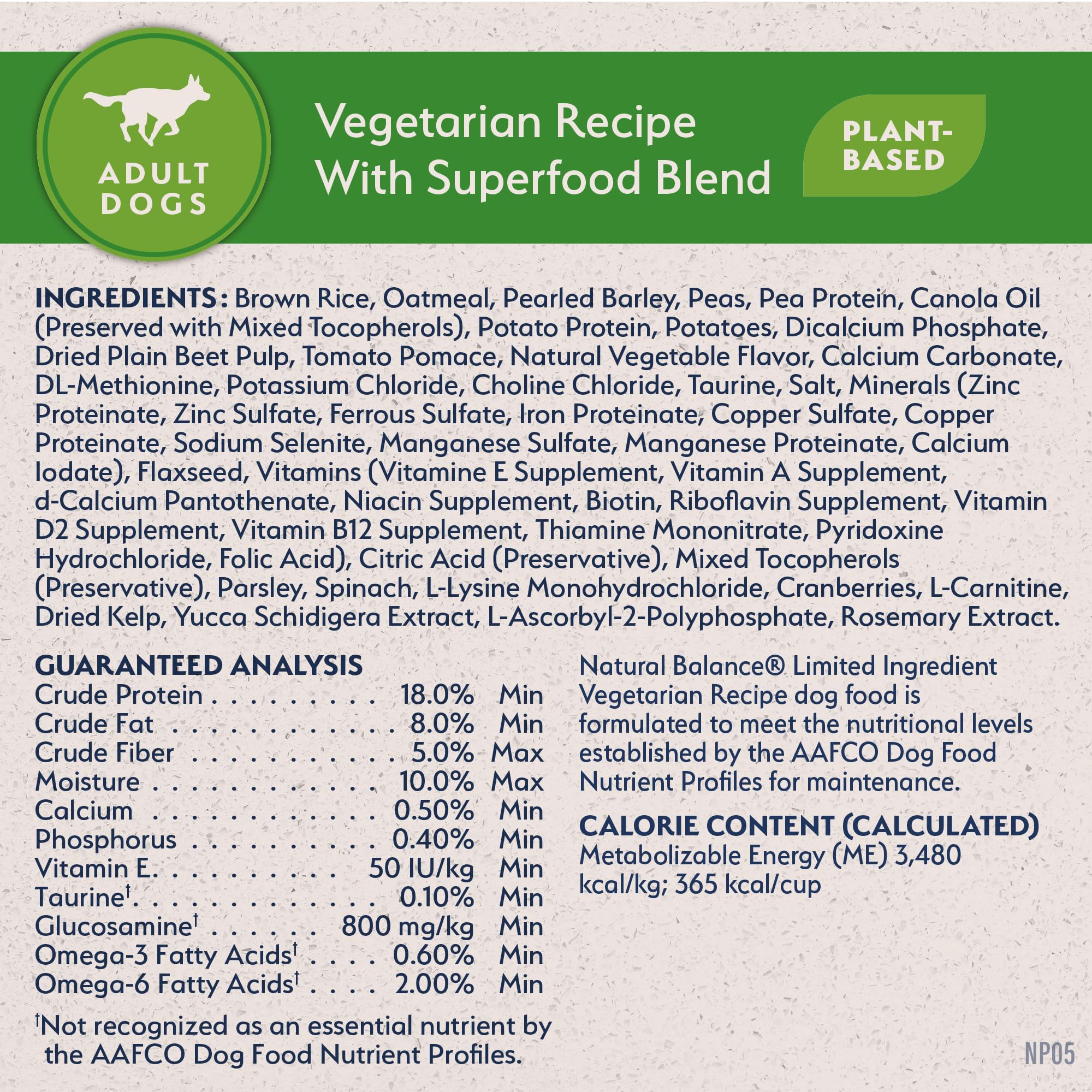 Natural Balance raw ingredients potatoes peas rice showing wholesome ingredient benefit