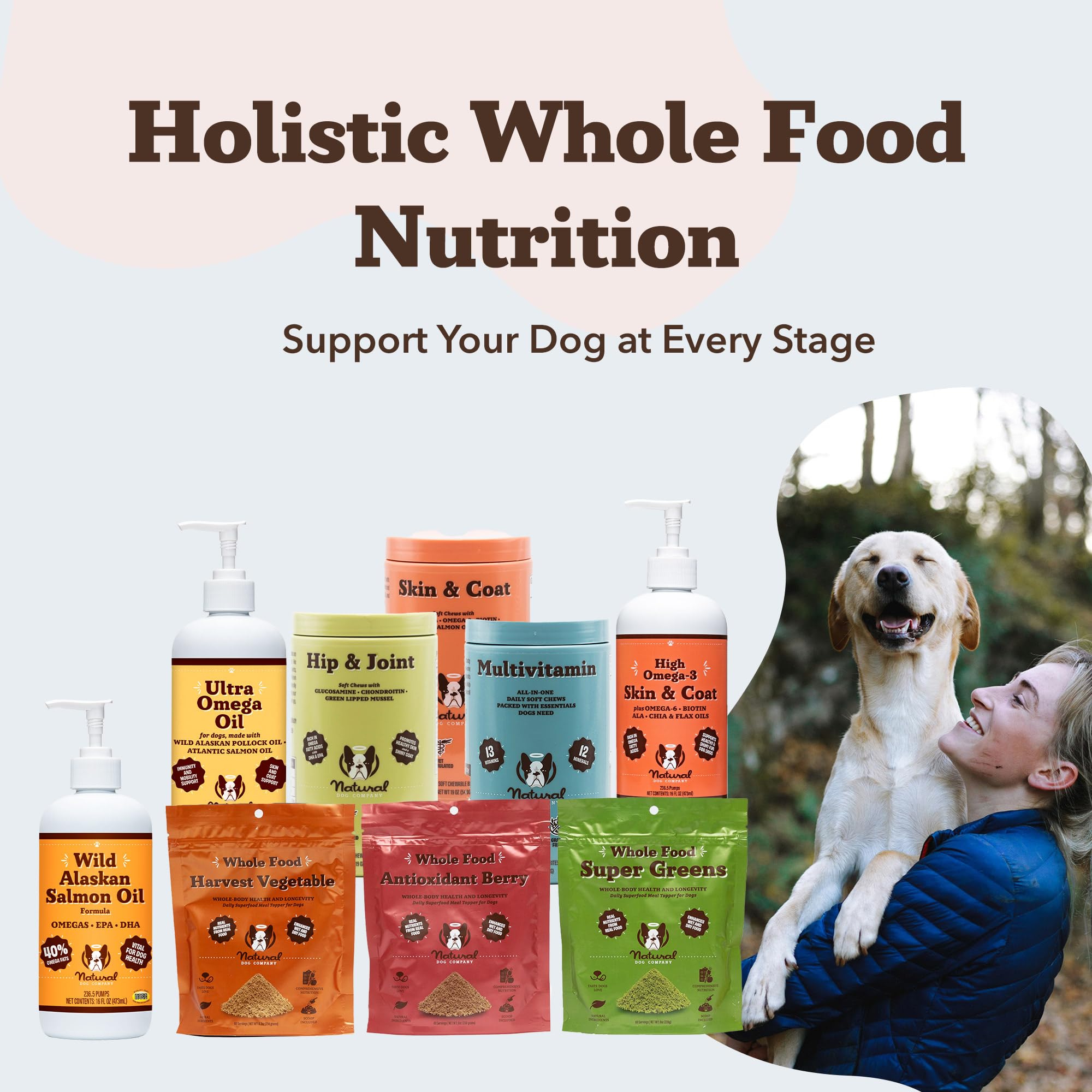 Natural Dog Company bottle stored in refrigerator to preserve omega quality