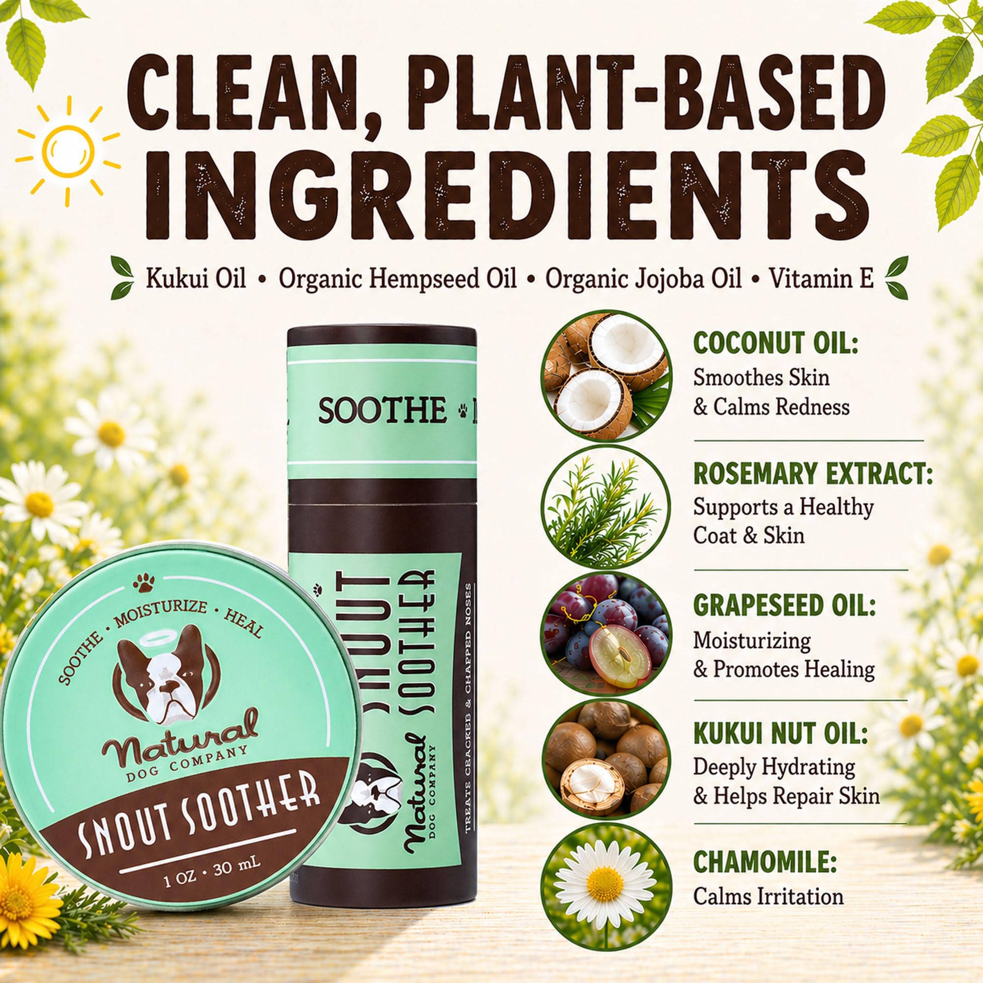 Natural Dog Company balm texture close-up showing smooth moisturizing finish