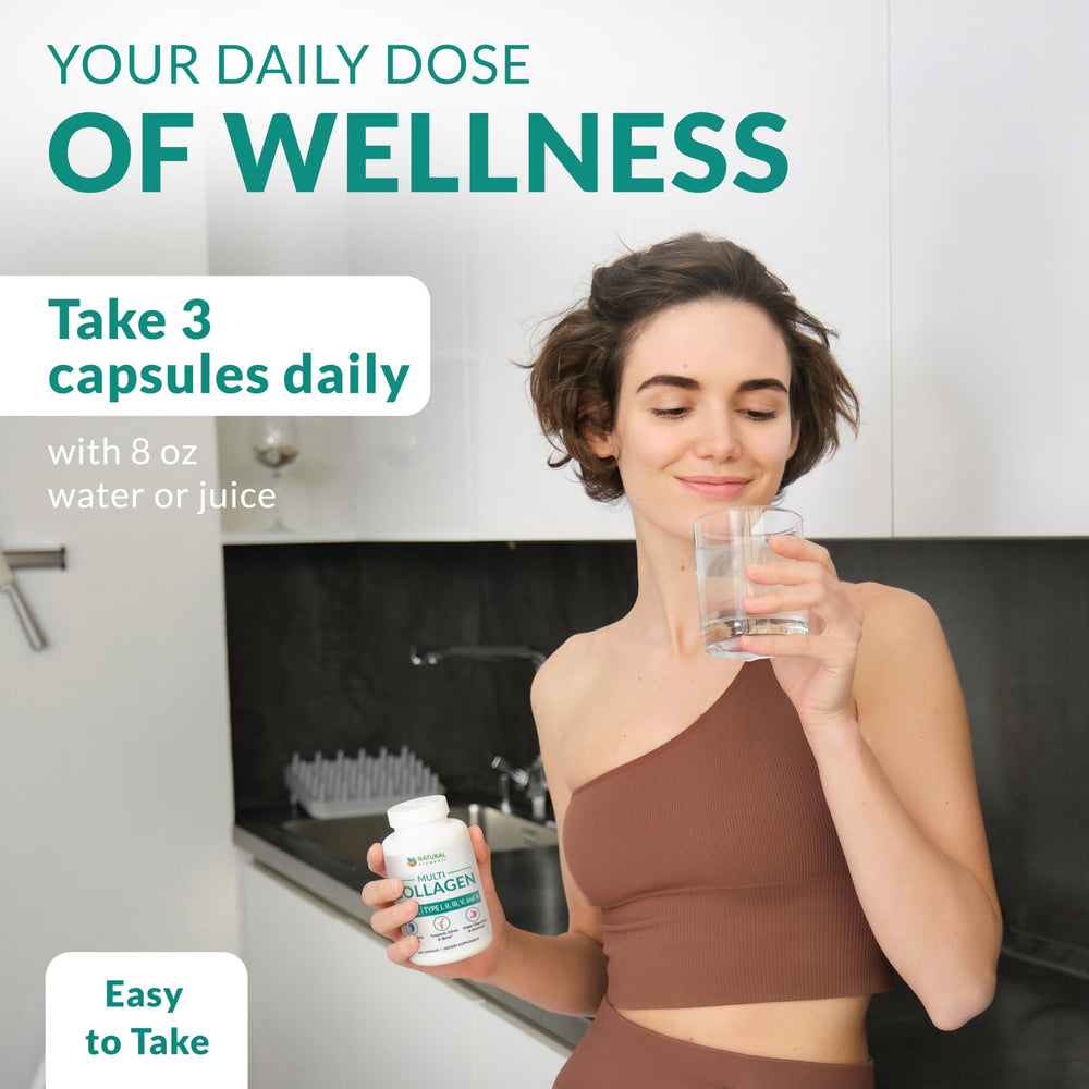 natural elements bottle on bathroom counter showing everyday supplement routine