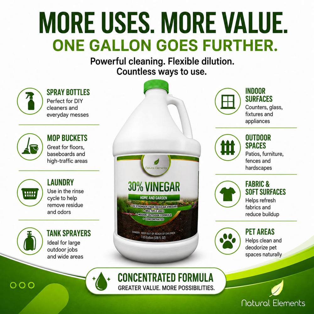 Natural Elements pouring diluted solution into bucket for cleaning, efficient concentrated dilution