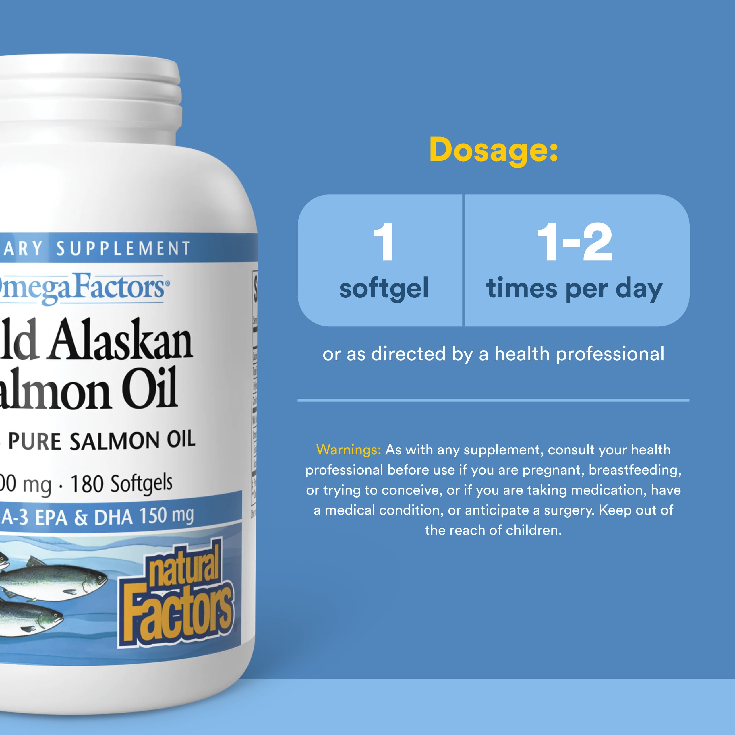 Natural Factors label detail showing omega‑3 and astaxanthin content, clear sourcing
