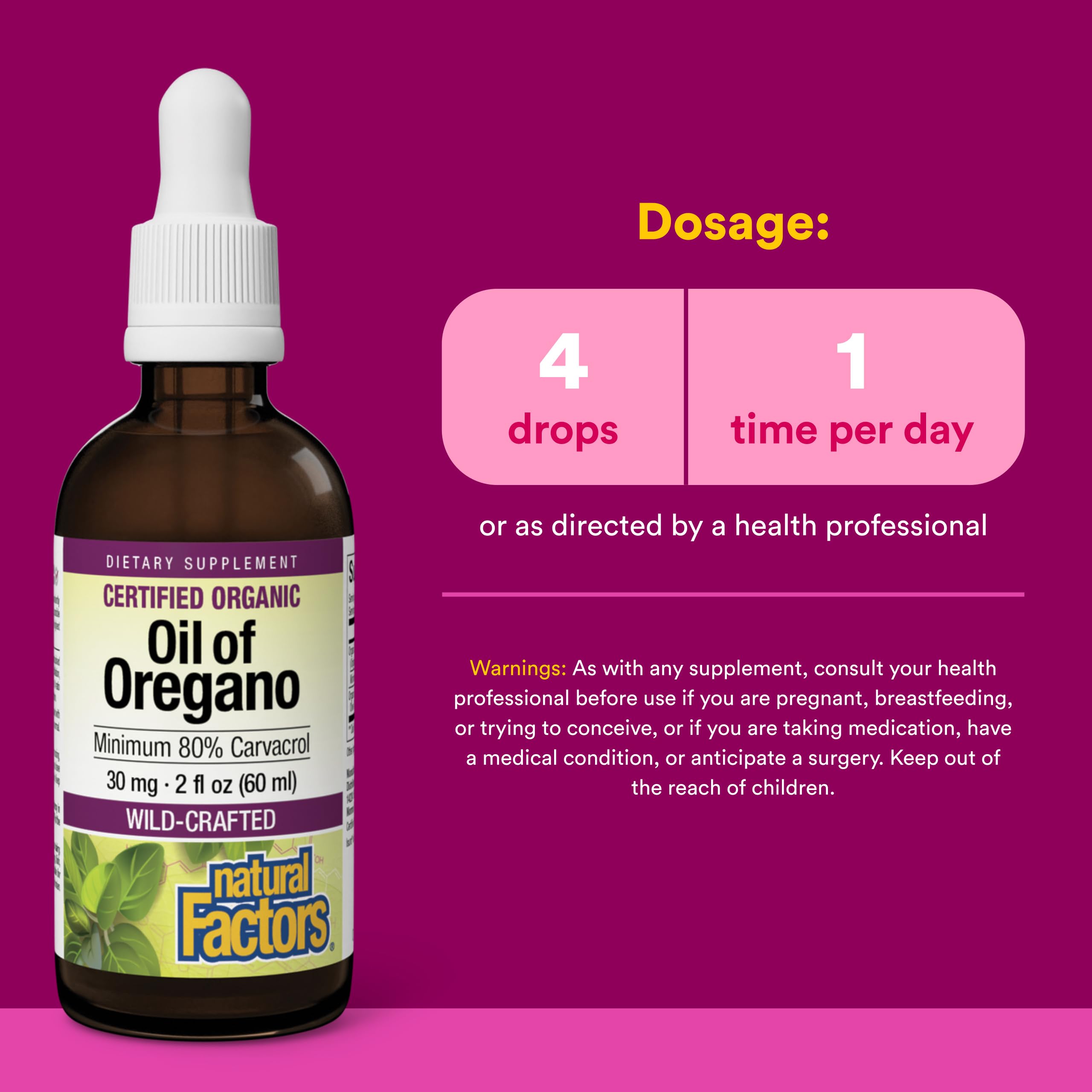 Natural Factors bottle next to a measuring spoon illustrating compact 2 fl oz size