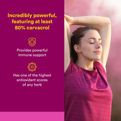 Natural Factors dropper releasing a controlled oregano oil drop for precise dosing