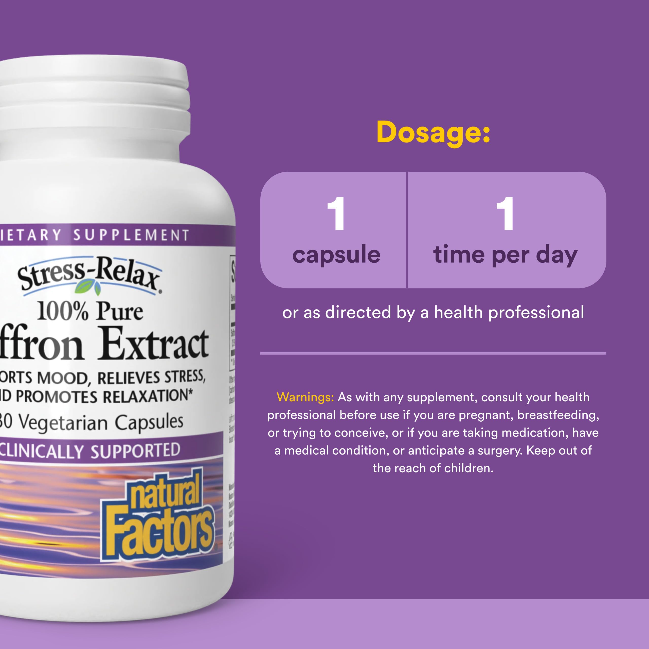 Natural Factors open bottle with capsules illustrating easy daily use benefit
