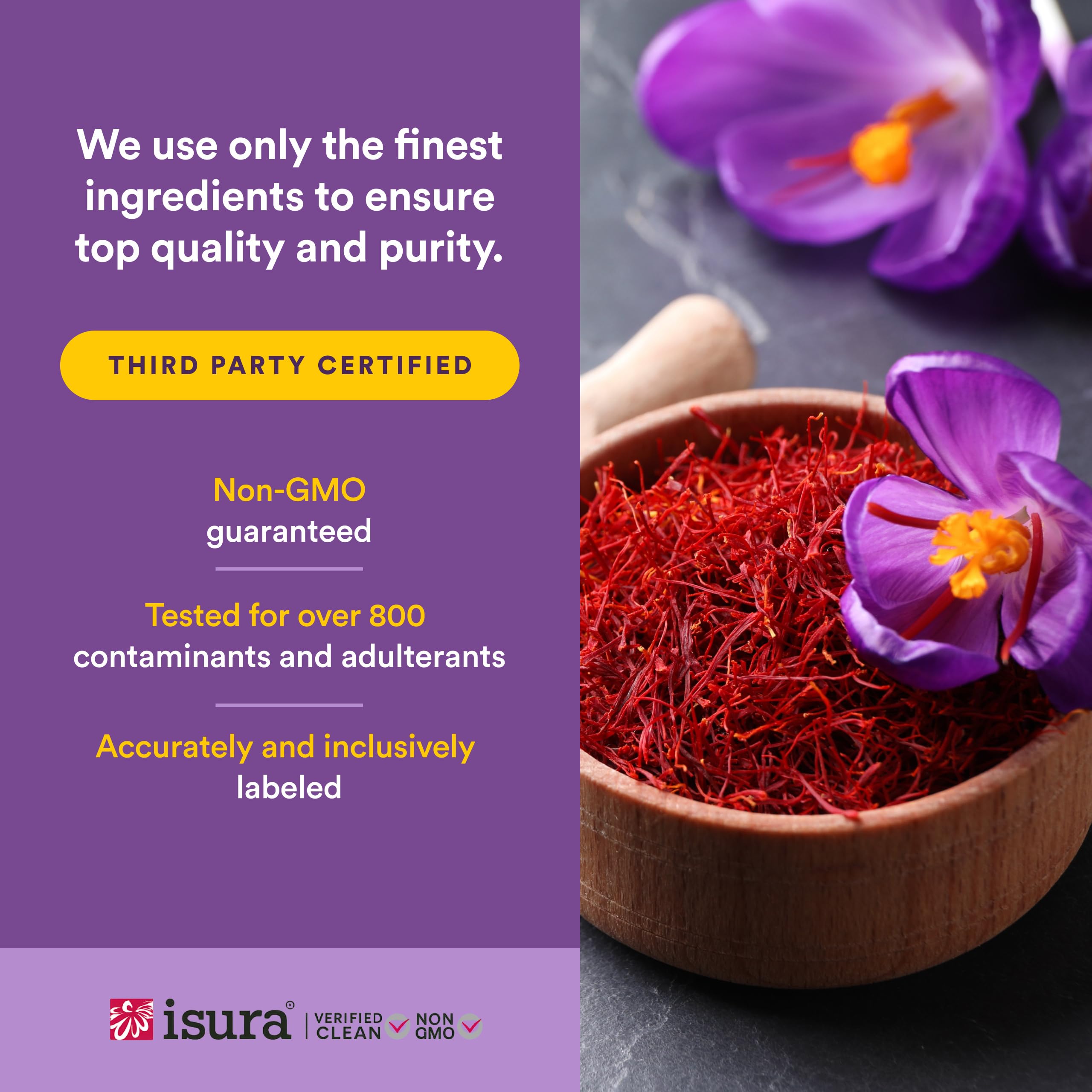 Natural Factors supplement label with testing statements showing purity benefit