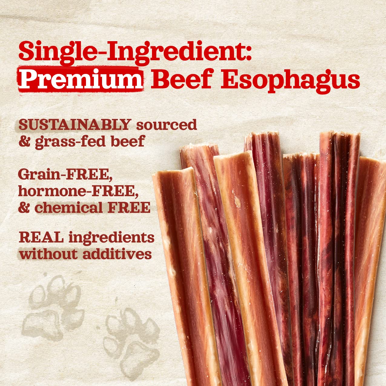 Natural Farm open pack revealing fifty single-ingredient beef gullet sticks
