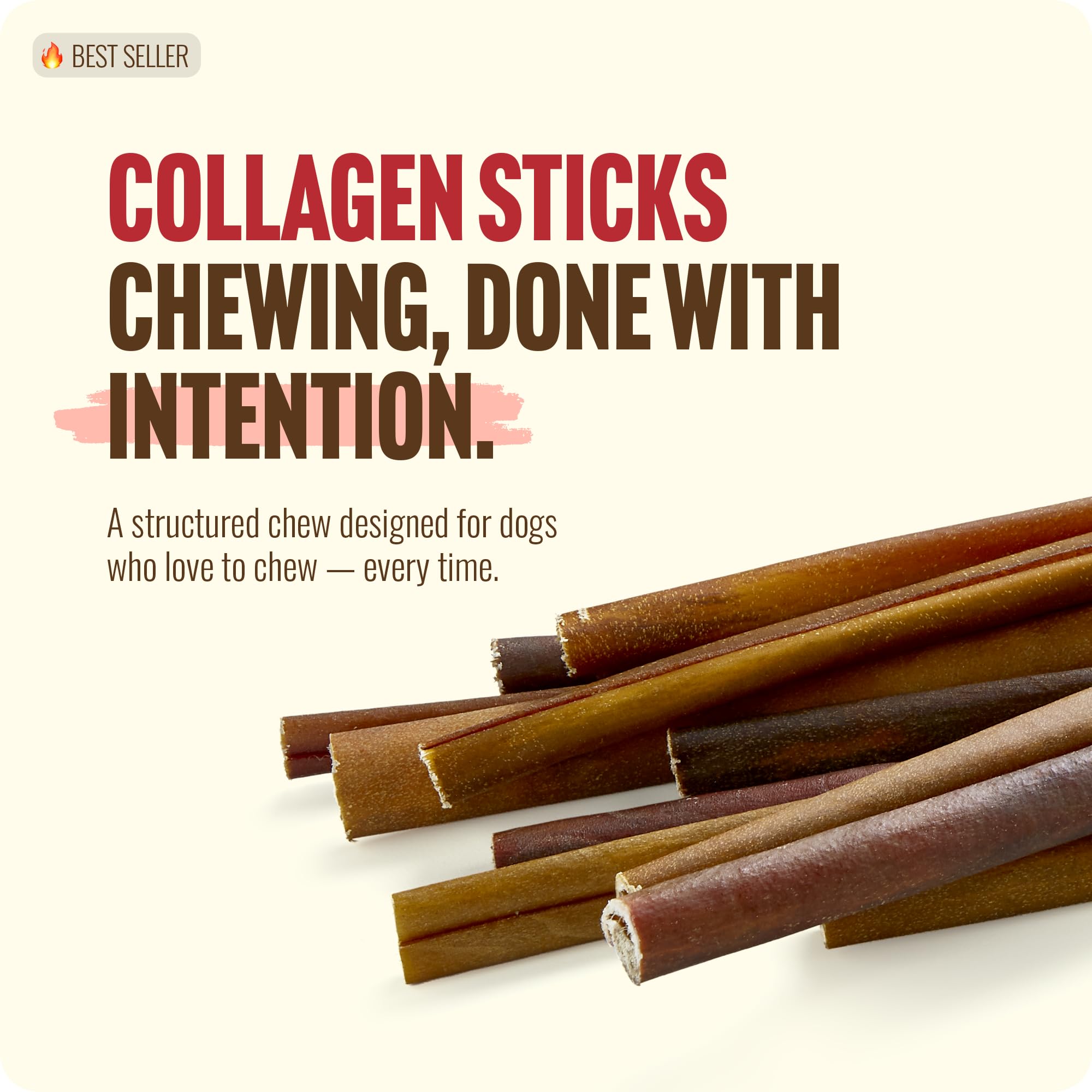 Natural Farm single 12-inch collagen stick close-up showing dense texture