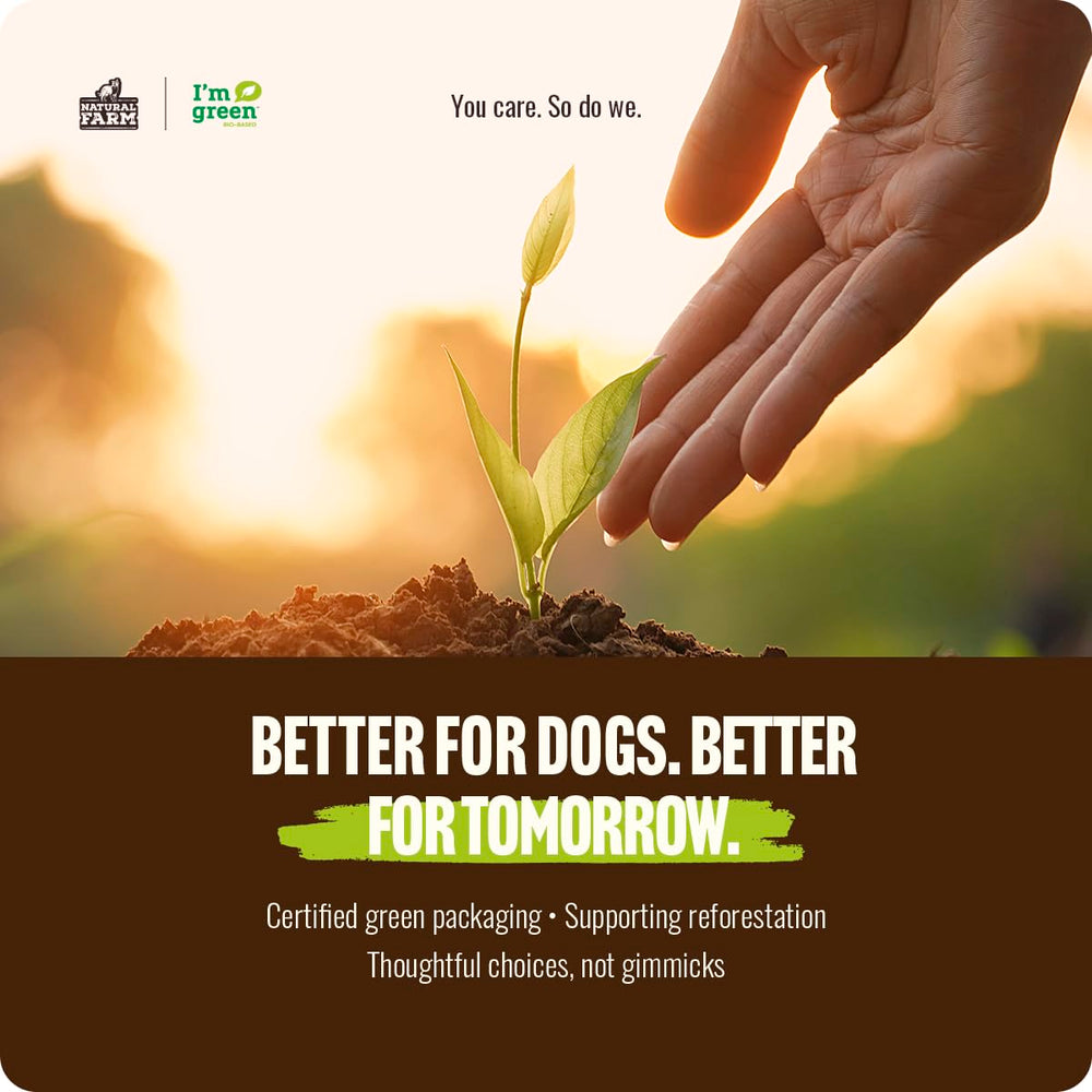 Natural Farm bully sticks packed in a travel-ready pouch for on-the-go calming benefit