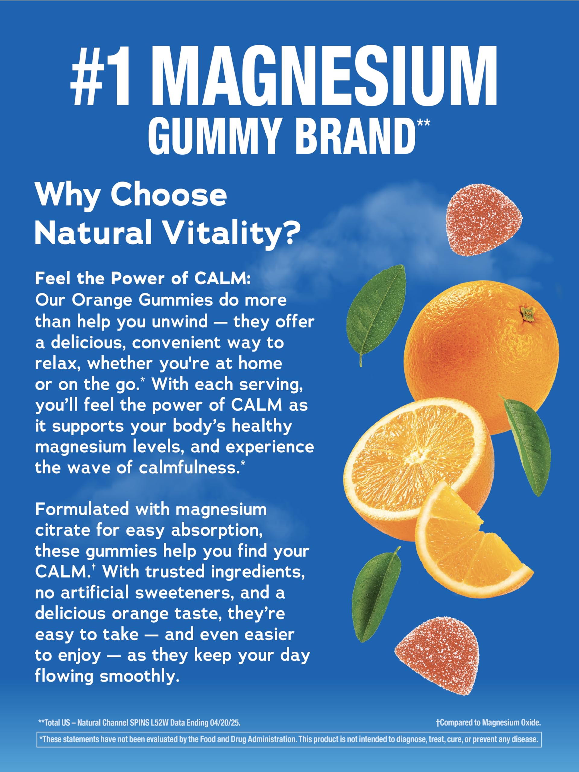Natural Vitality gummies in hand showing serving size and portability