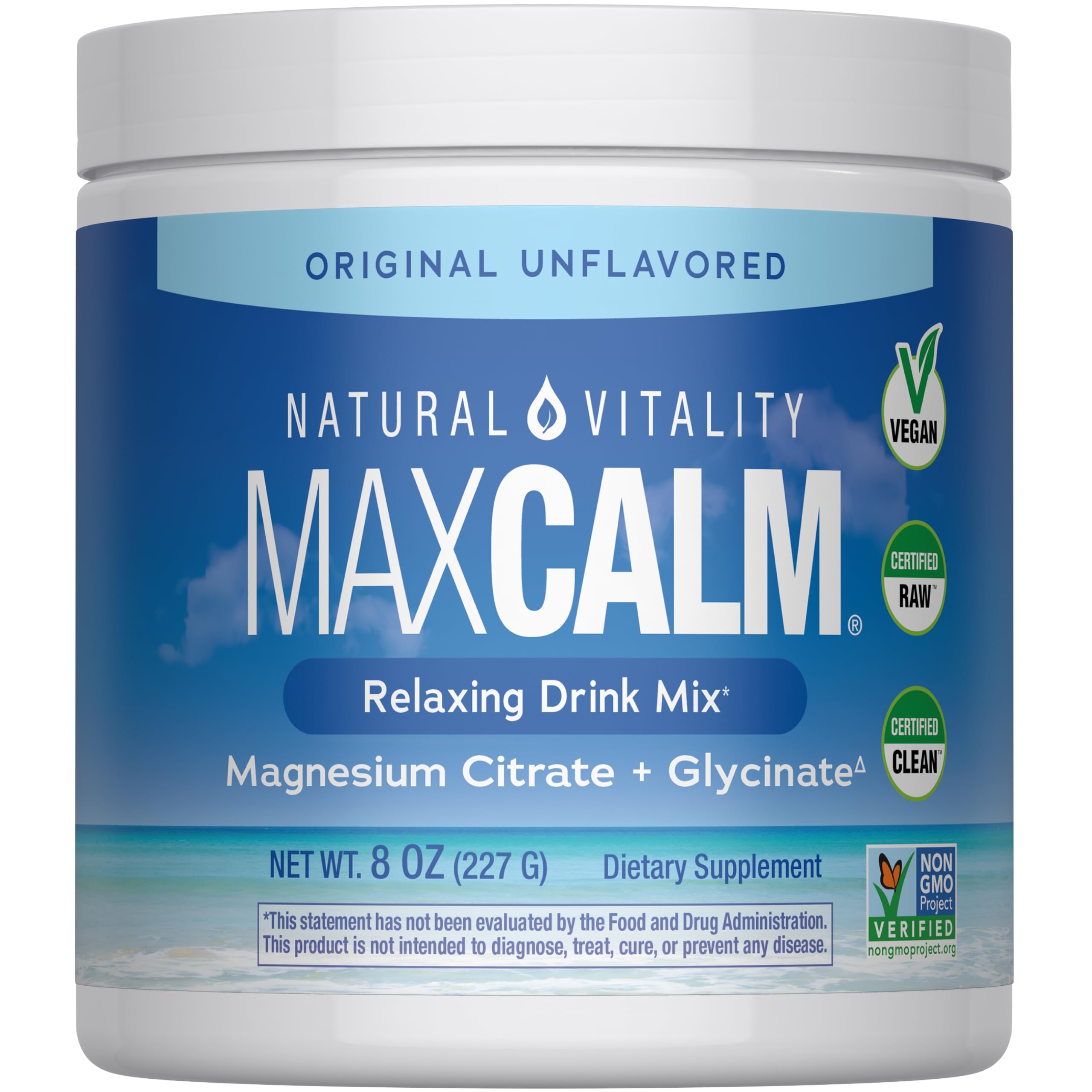 Natural Vitality MaxCalm front packaging showing product and label for quick recognition and benefit