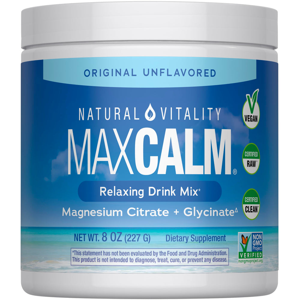 Natural Vitality MaxCalm front packaging showing product and label for quick recognition and benefit