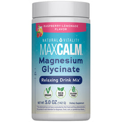 Natural Vitality MaxCalm front packaging showing product and flavor benefit