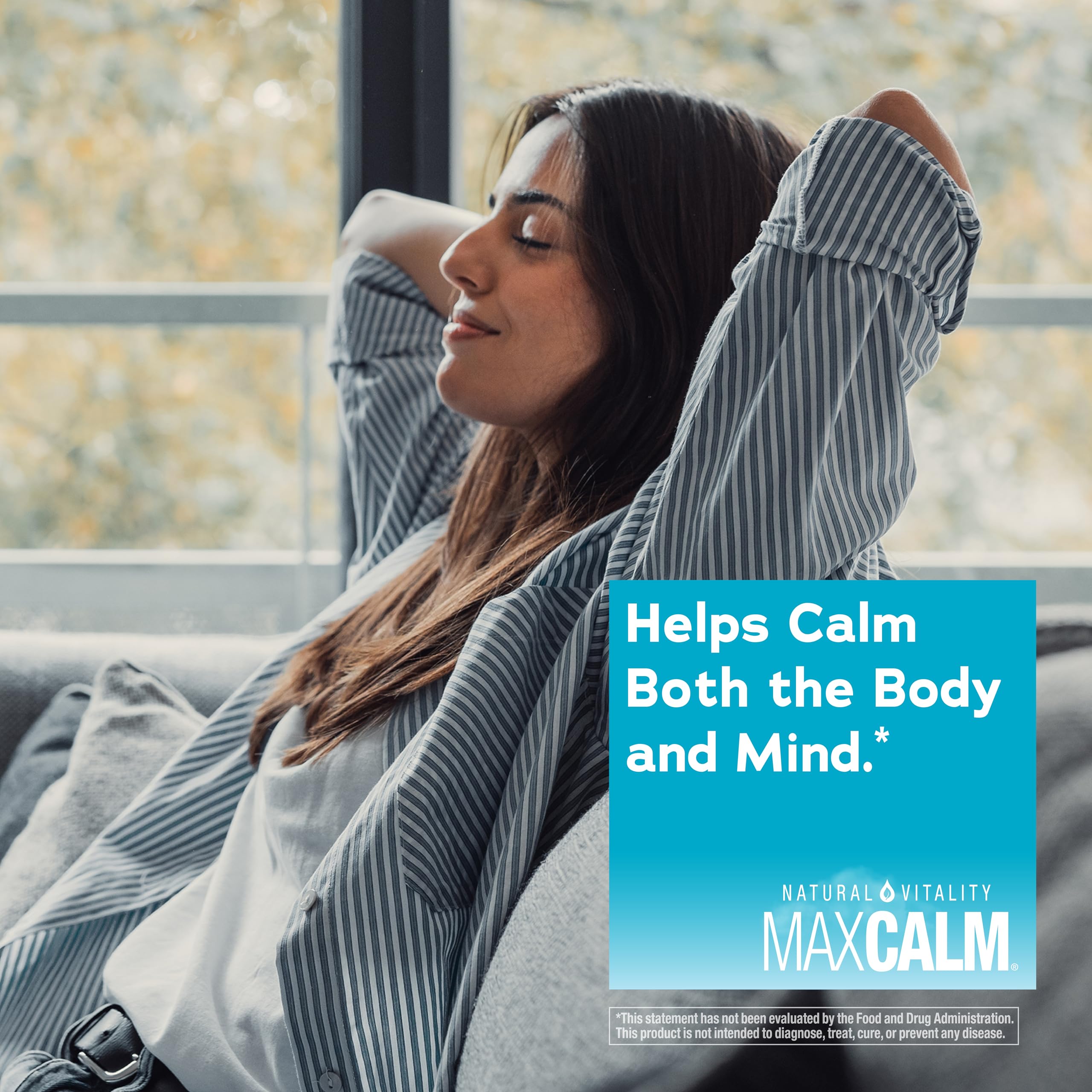 Natural Vitality MaxCalm enjoyed at a desk break showing portable daily use benefit