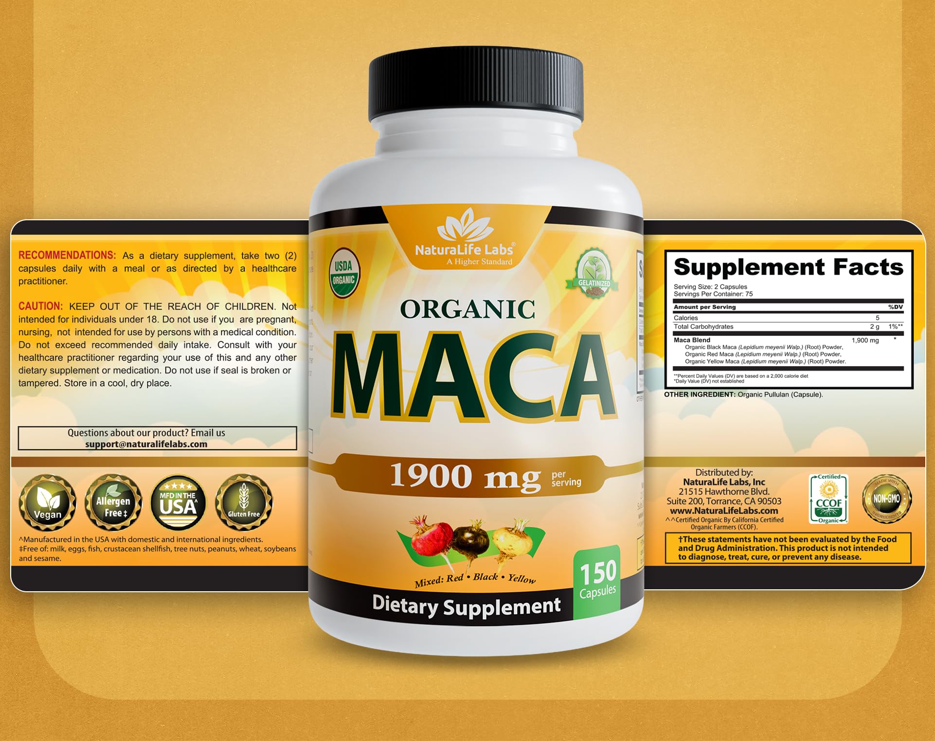 NaturaLife Labs Peruvian maca roots representing sourced organic ingredients