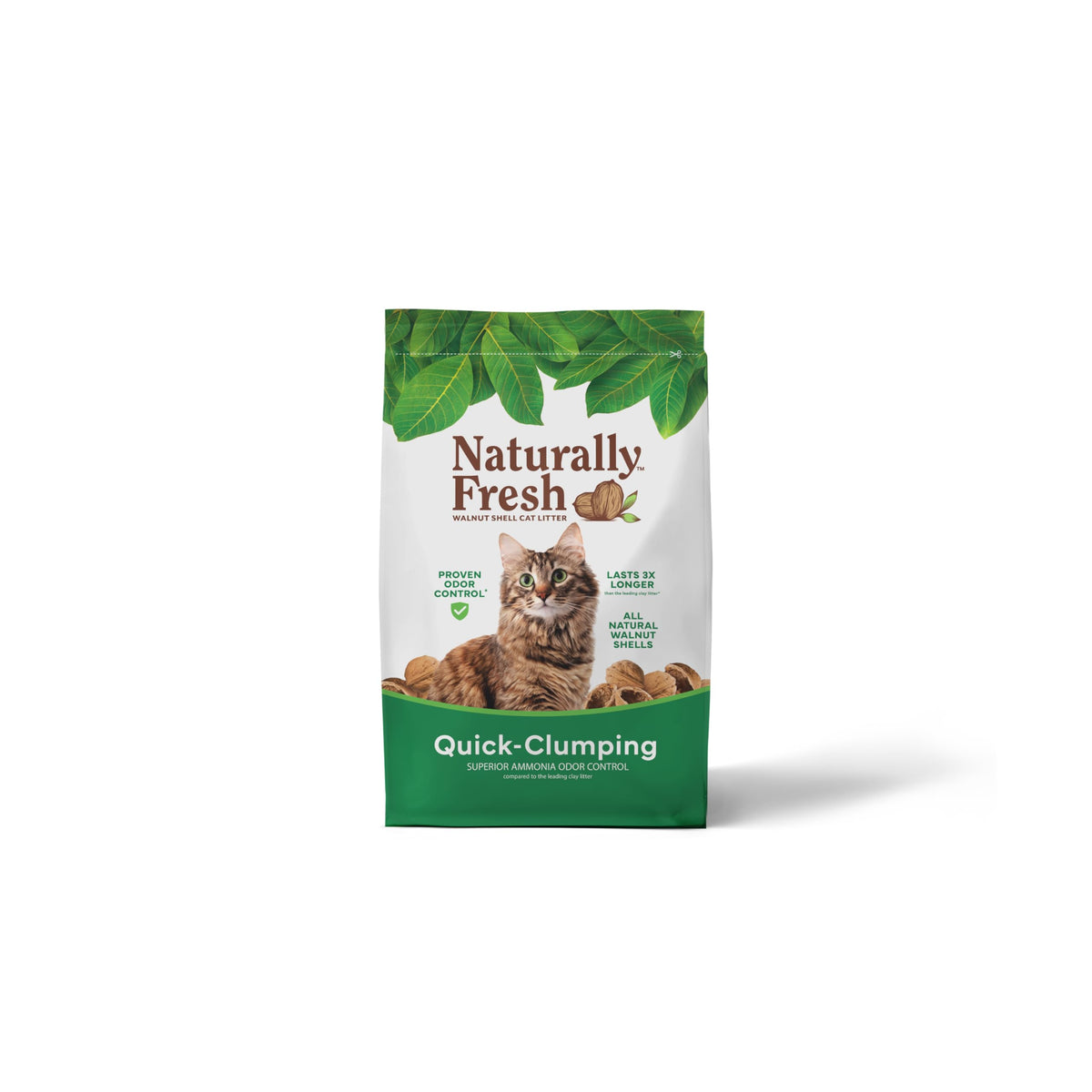 Naturally Fresh front packaging showing 30 lb bag and sustainable claim