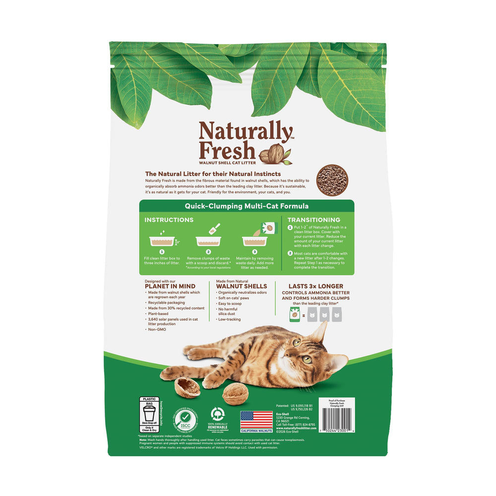 Naturally Fresh 30 lb bag beside common objects for size and scale