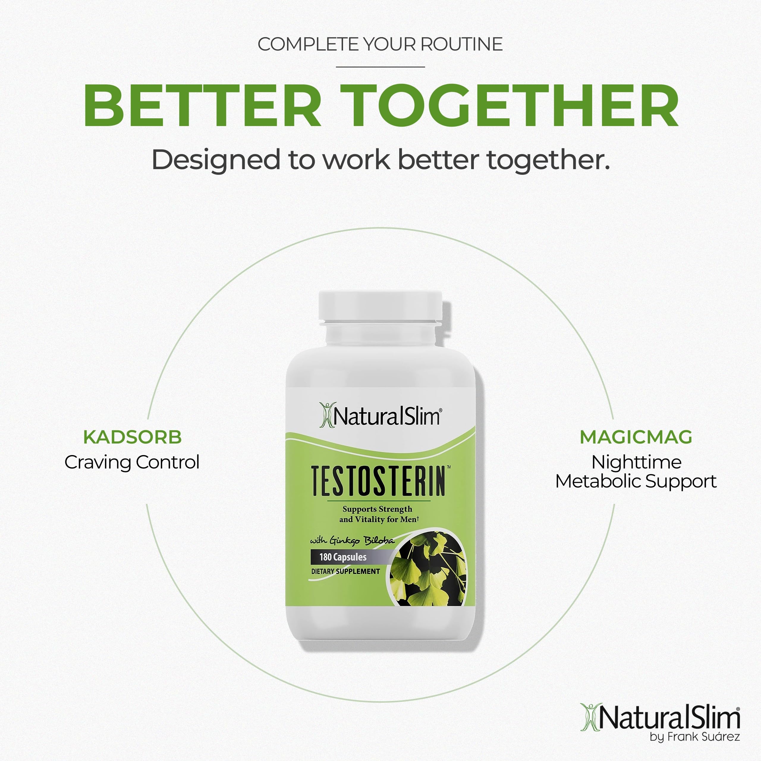 NaturalSlim Testosterin bottle in a morning routine setting conveying daily energy and focus support