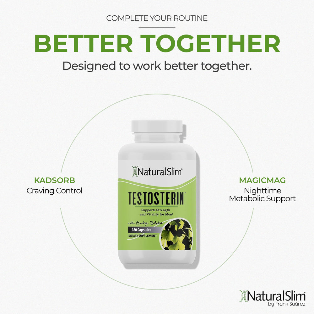 NaturalSlim Testosterin bottle in a morning routine setting conveying daily energy and focus support
