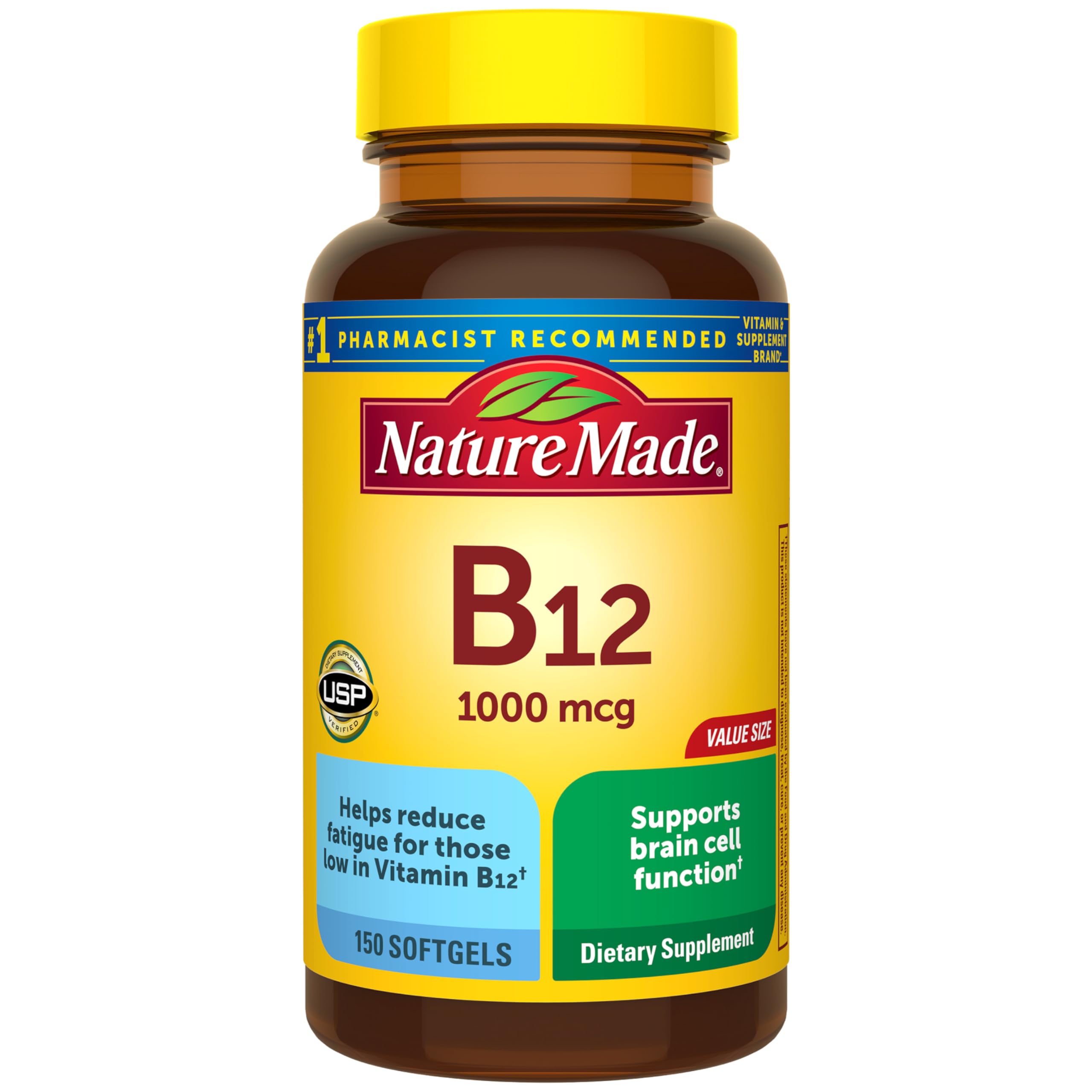 Nature Made front packaging showing 150 softgels and product benefits