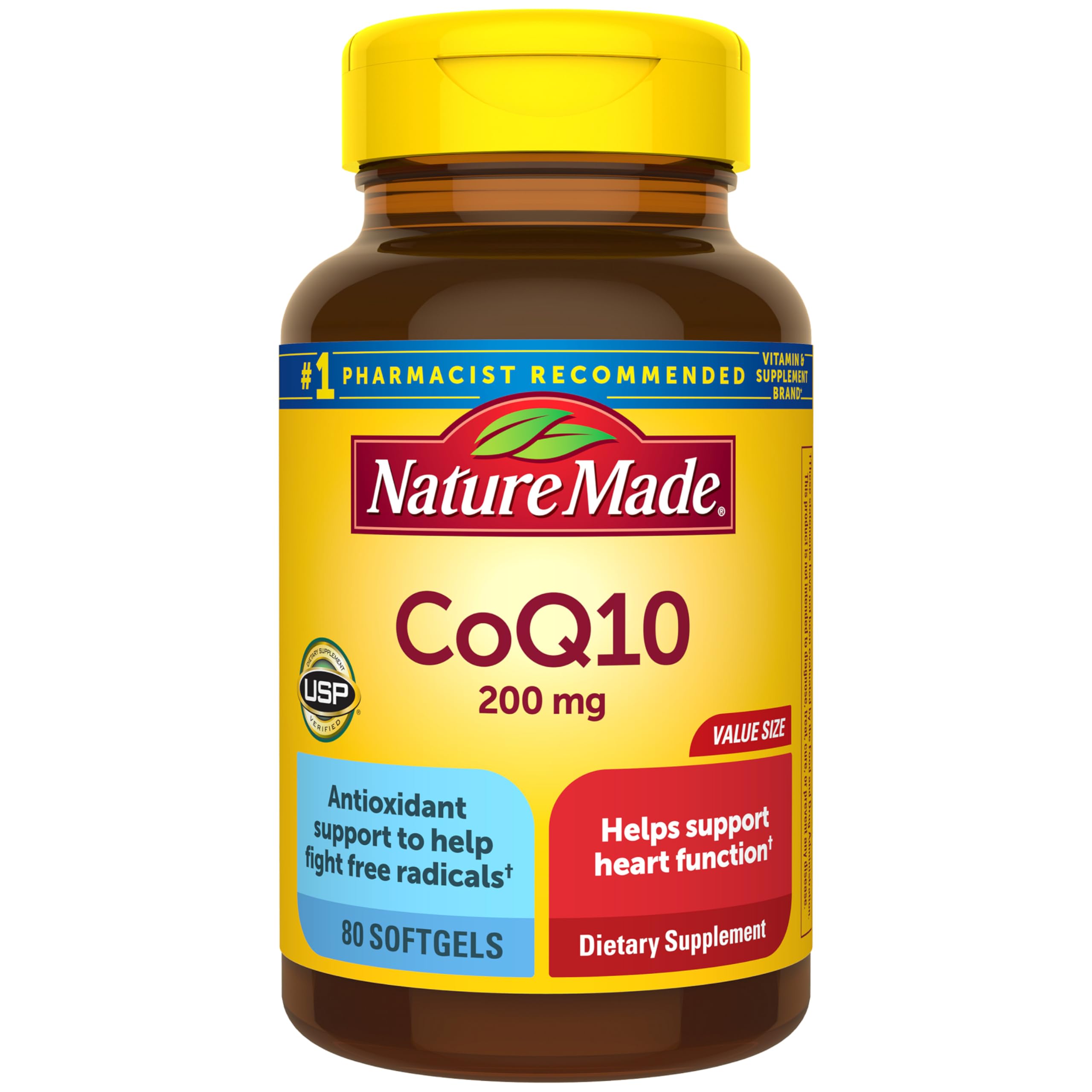 Nature Made front bottle image showing product and benefits