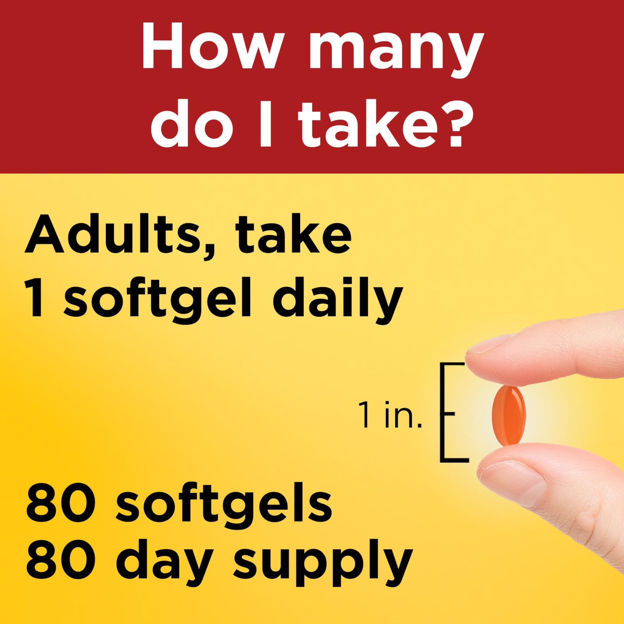 Nature Made open bottle with softgels spilling to show capsule shape