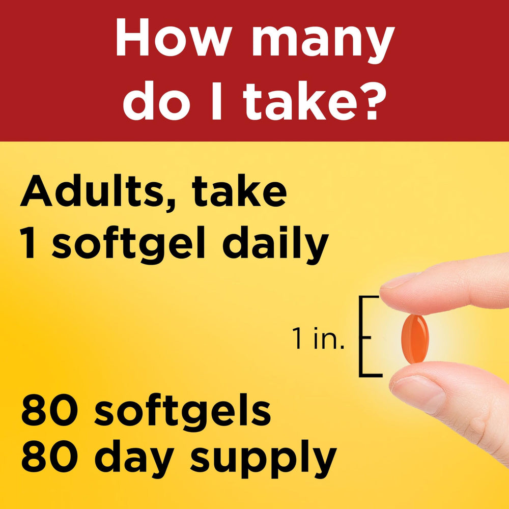 Nature Made open bottle with softgels spilling to show capsule shape