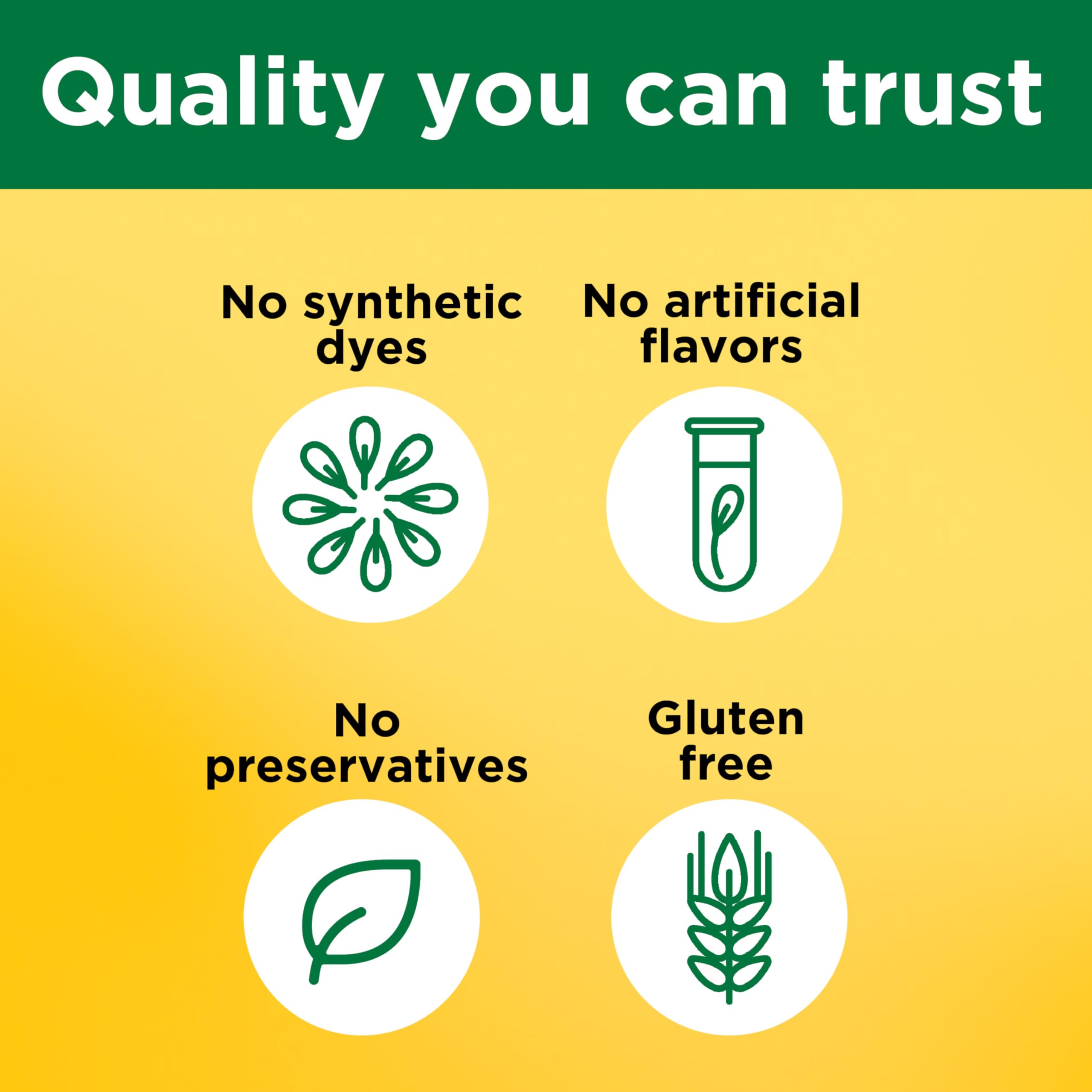 Nature Made supplement facts closeup showing nutrient amounts for informed choices benefit
