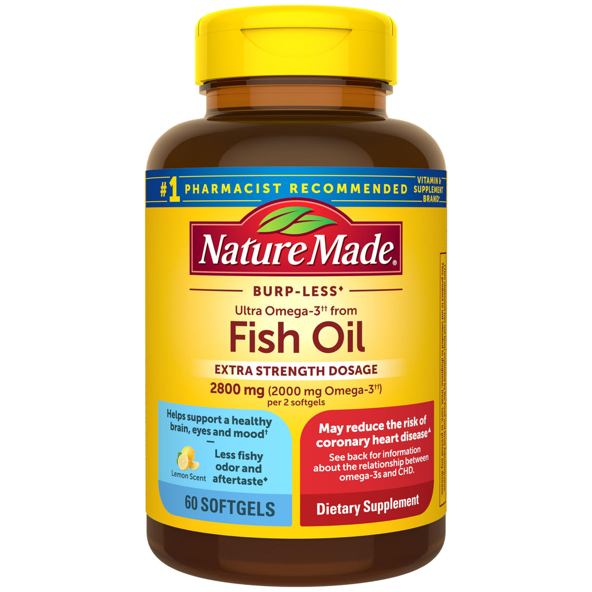 Nature Made front packaging showing bottle and product name with benefits