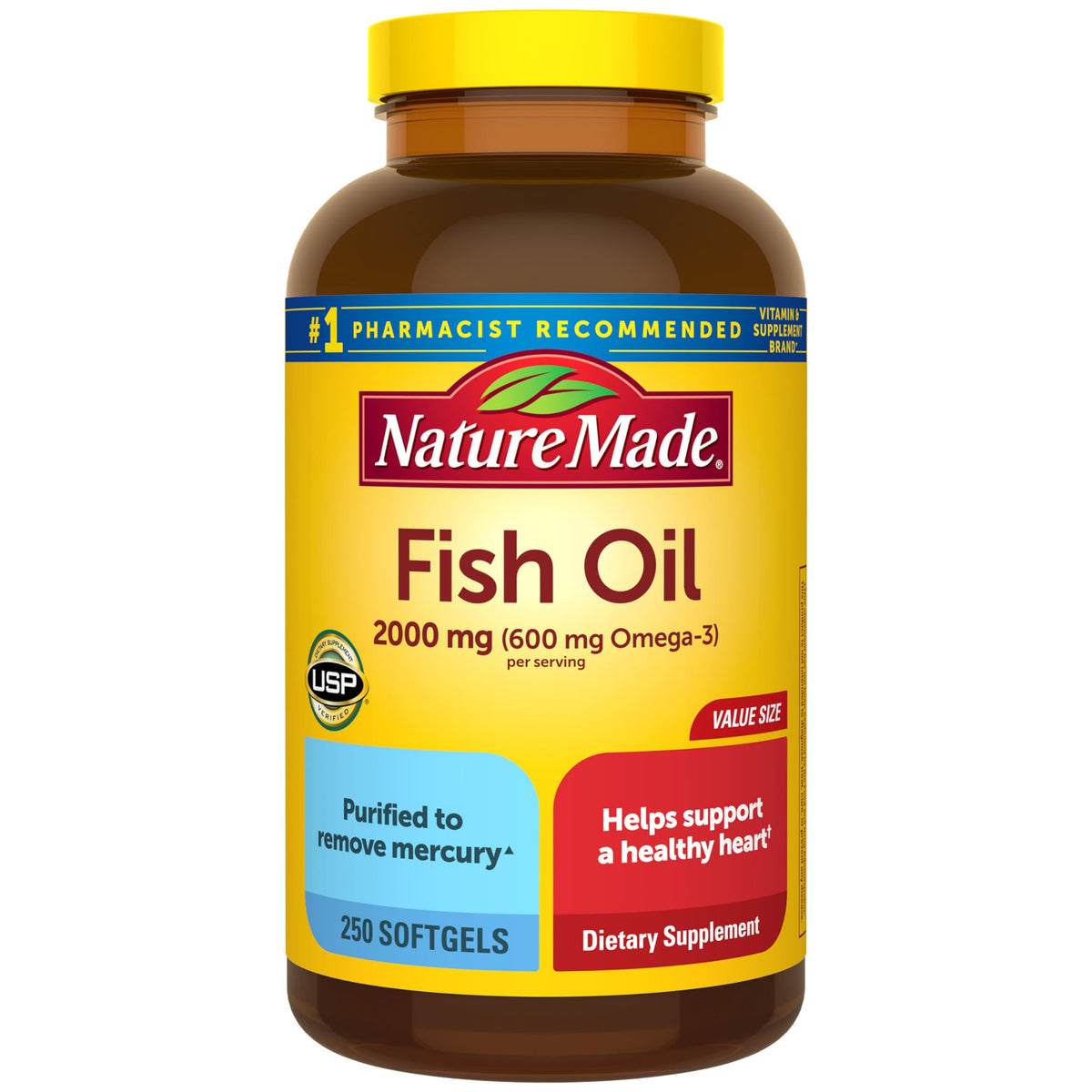 Nature Made front packaging showing bottle and label for clear identification and trust