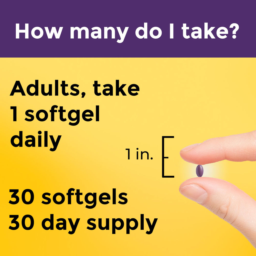 Nature Made softgels spread on white background displaying daily dose convenience