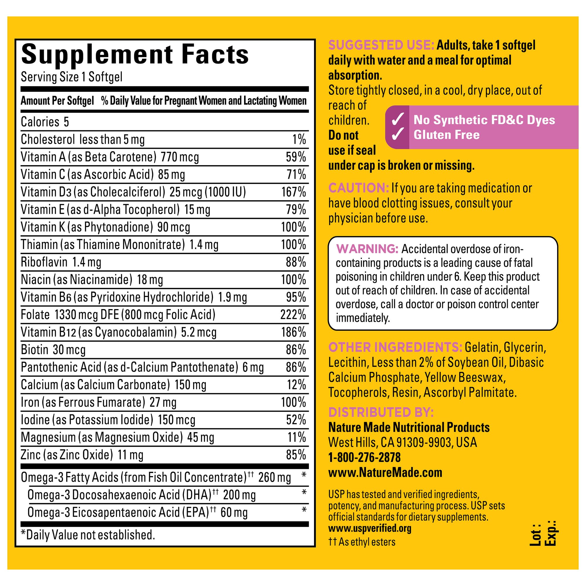 USP verified seal on Nature Made bottle emphasizing independent quality review