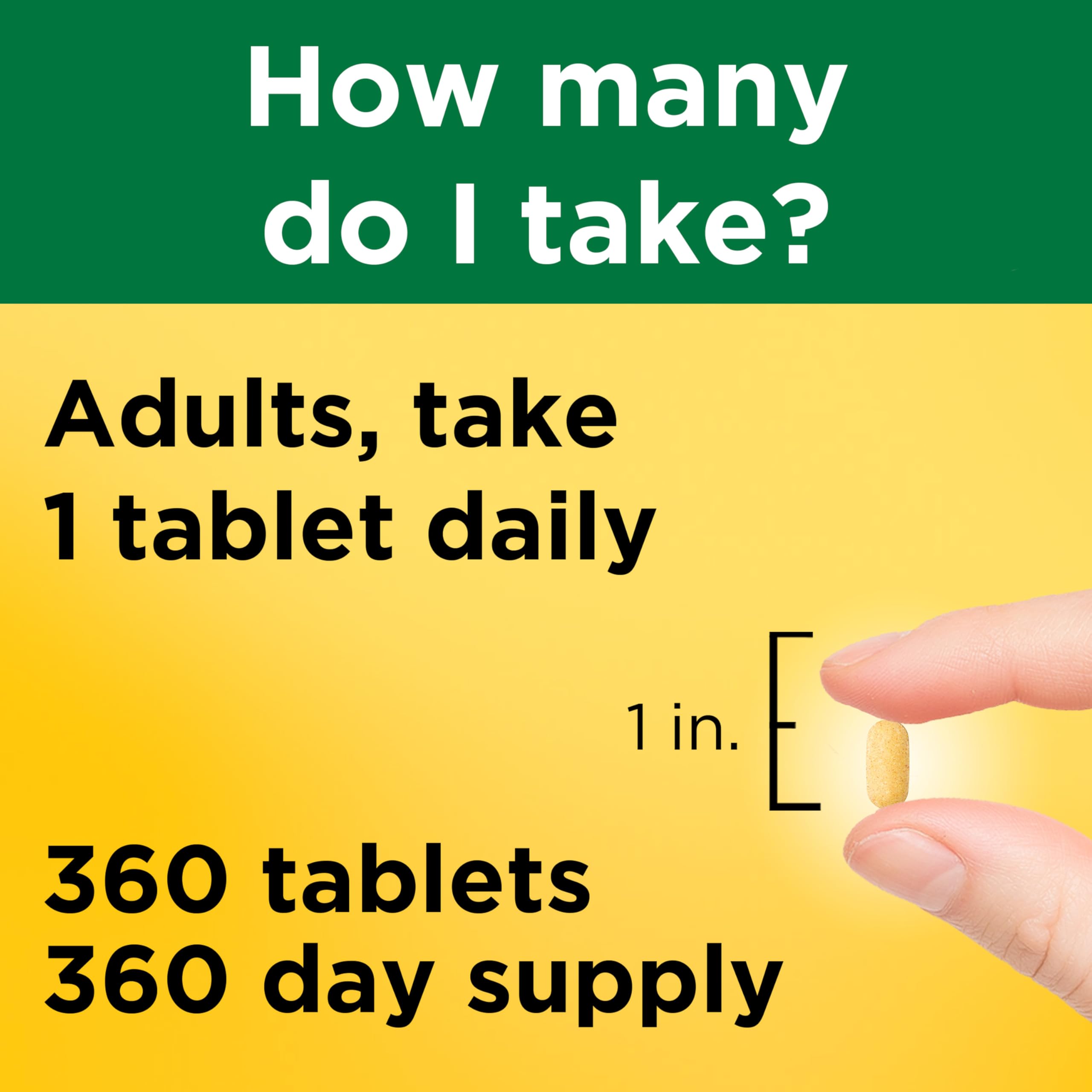 Nature Made tablet beside glass of water showing easy daily use