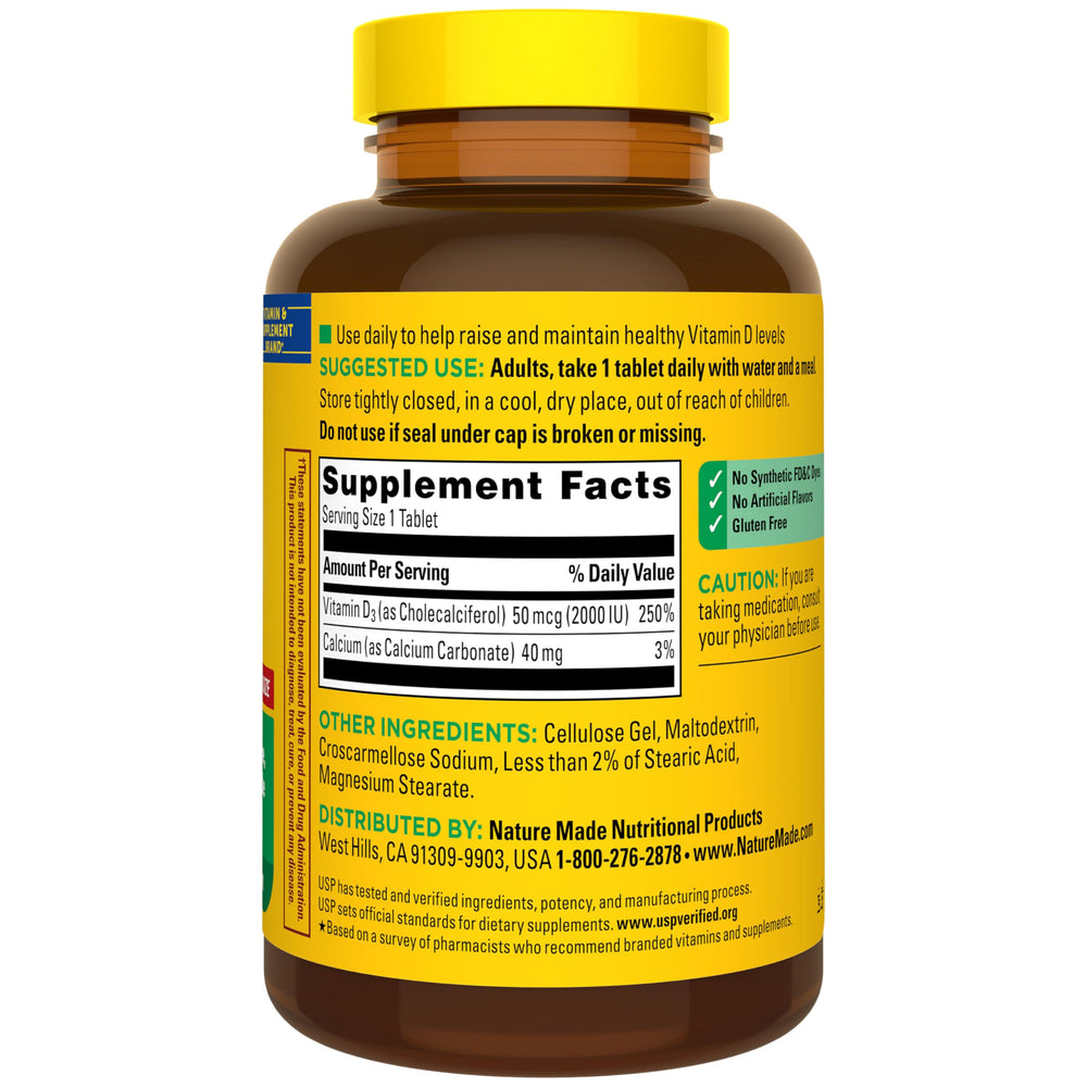 Nature Made next to a ruler showing 400-count bottle long-lasting supply benefit