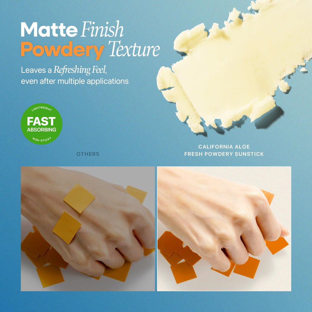 Nature Republic sun stick held in hand to show compact size and portability benefit