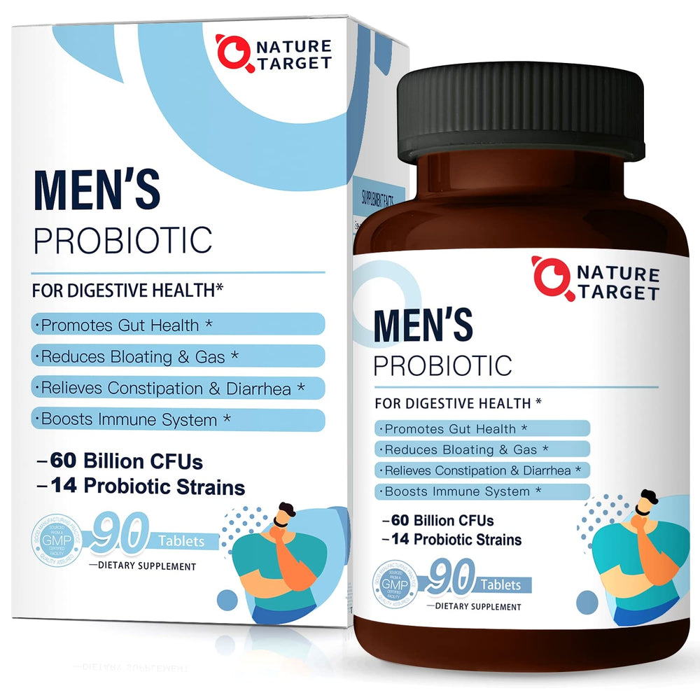 NATURE TARGET front packaging showing bottle and 90 veggie tablets benefits