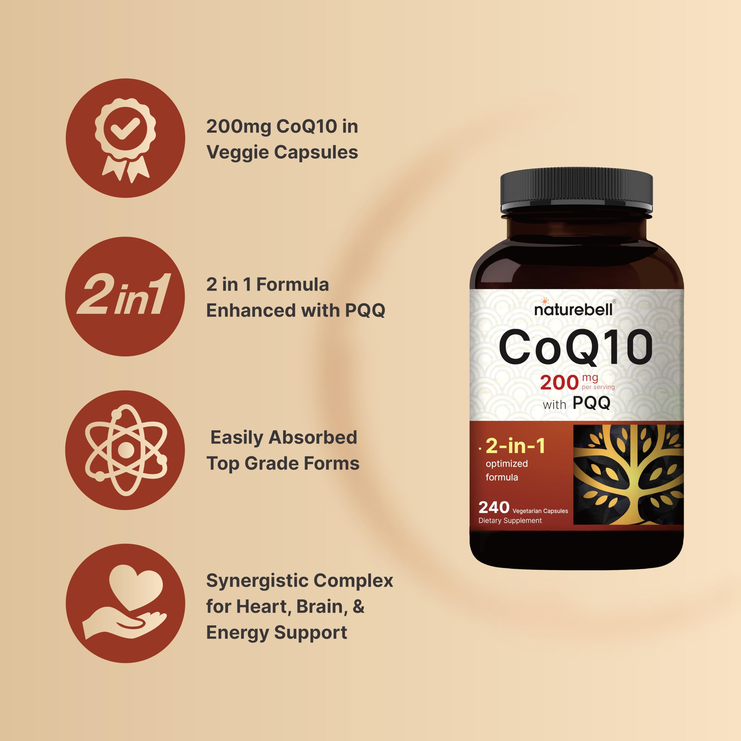 NatureBell capsules poured into hand illustrating serving size and daily convenience