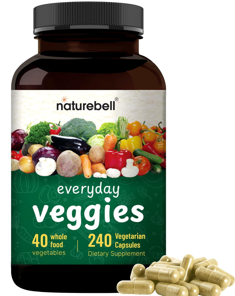 NatureBell fruit blend powder on a spoon highlighting natural berry and tropical fruit sources and antioxidant variety