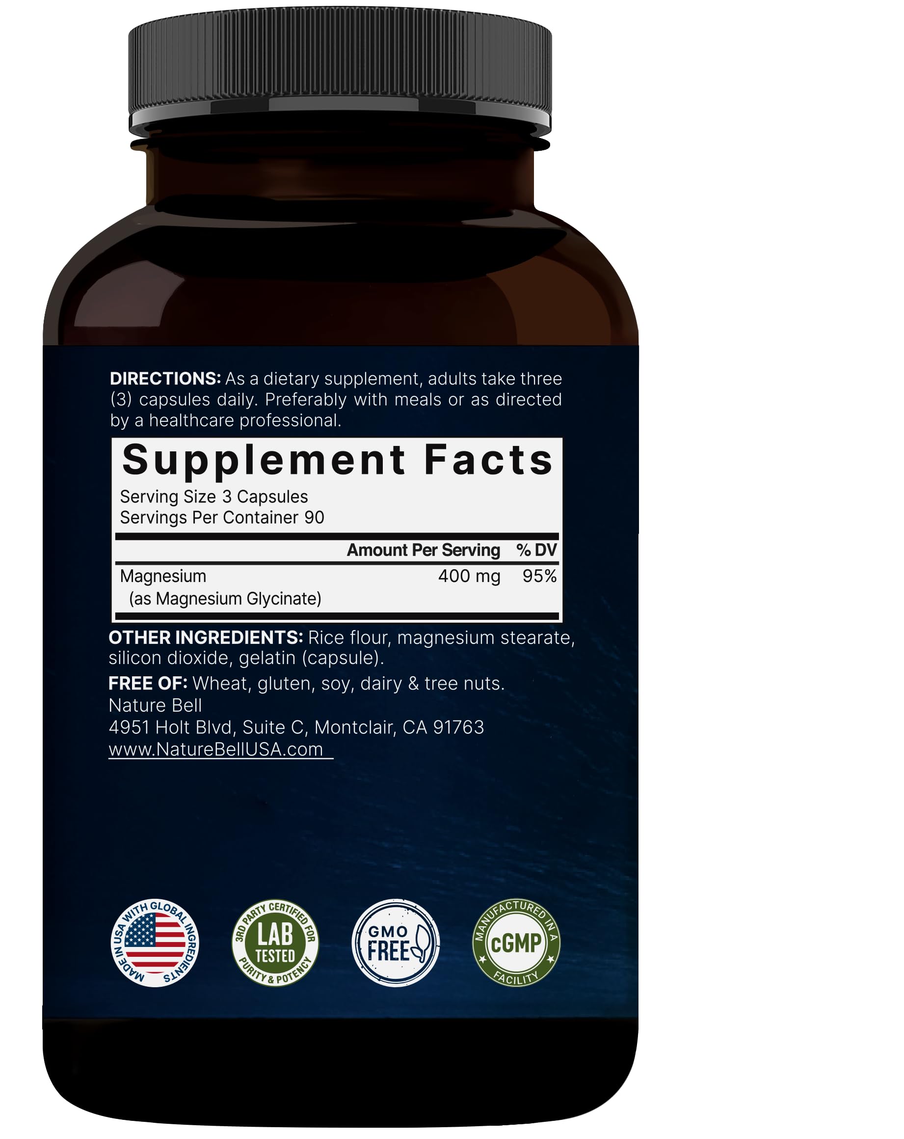 NatureBell raw ingredient display of magnesium powder and glycine for formula clarity