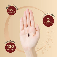 NatureBell softgel in hand displaying size for convenient daily dosing