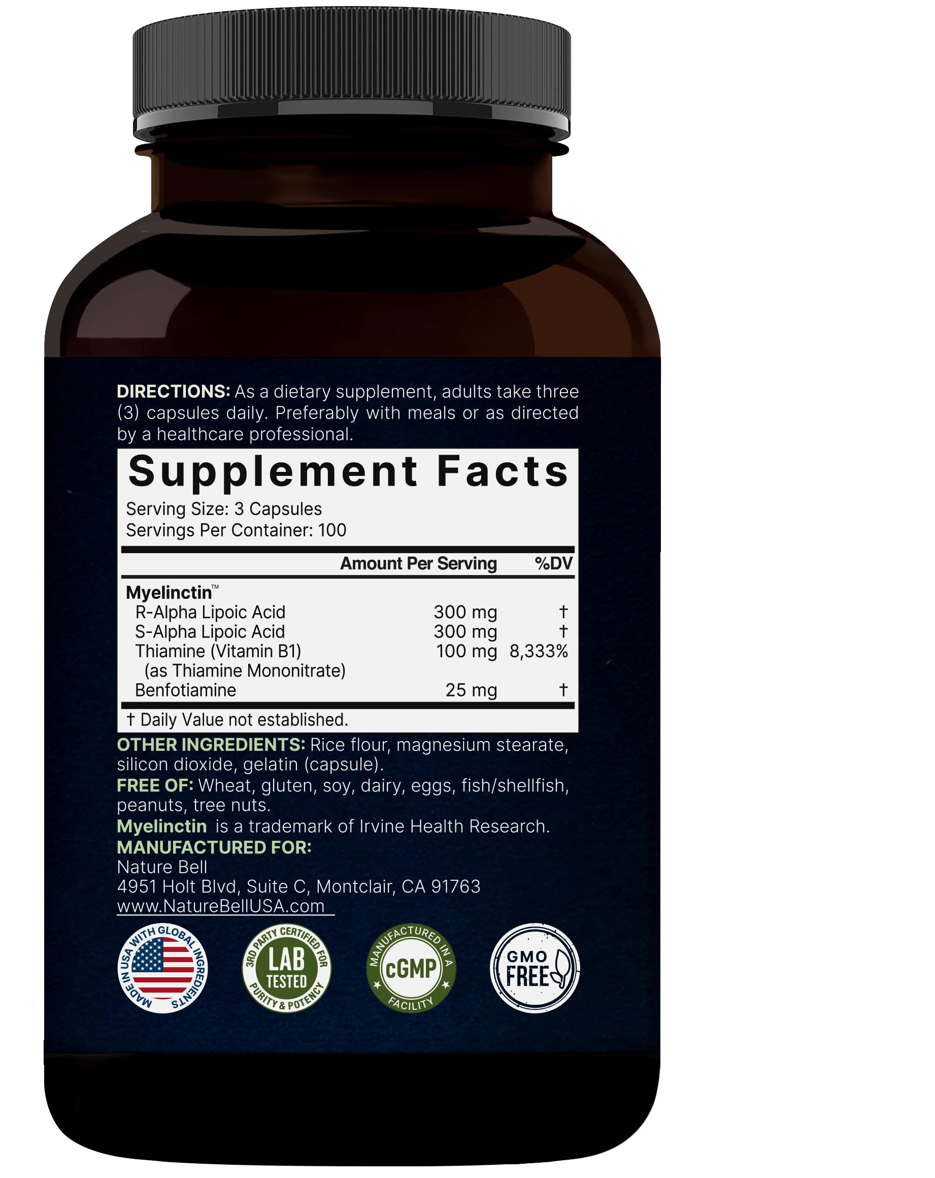 NatureBell third‑party testing batch label proving purity