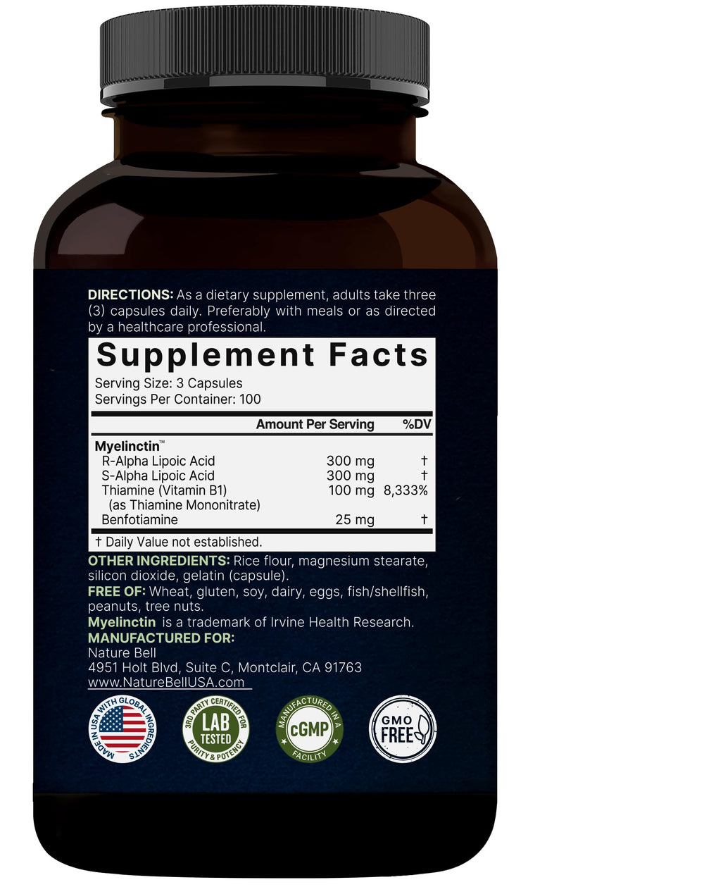 NatureBell third‑party testing batch label proving purity